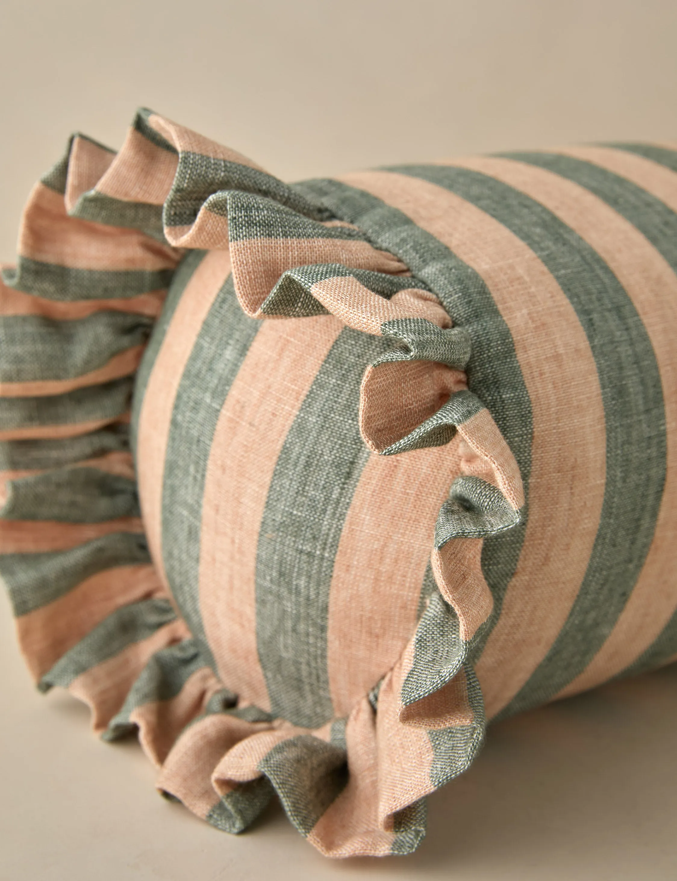 Amaroso Linen Ruffle Bolster Pillow Lulu and Georgia