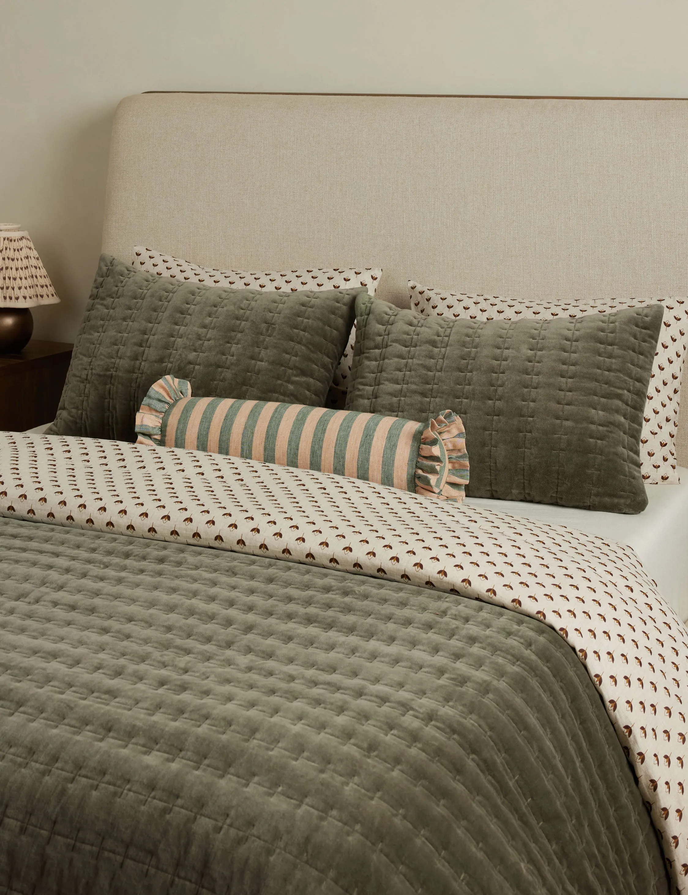 Amaroso Linen Ruffle Bolster Pillow Lulu and Georgia