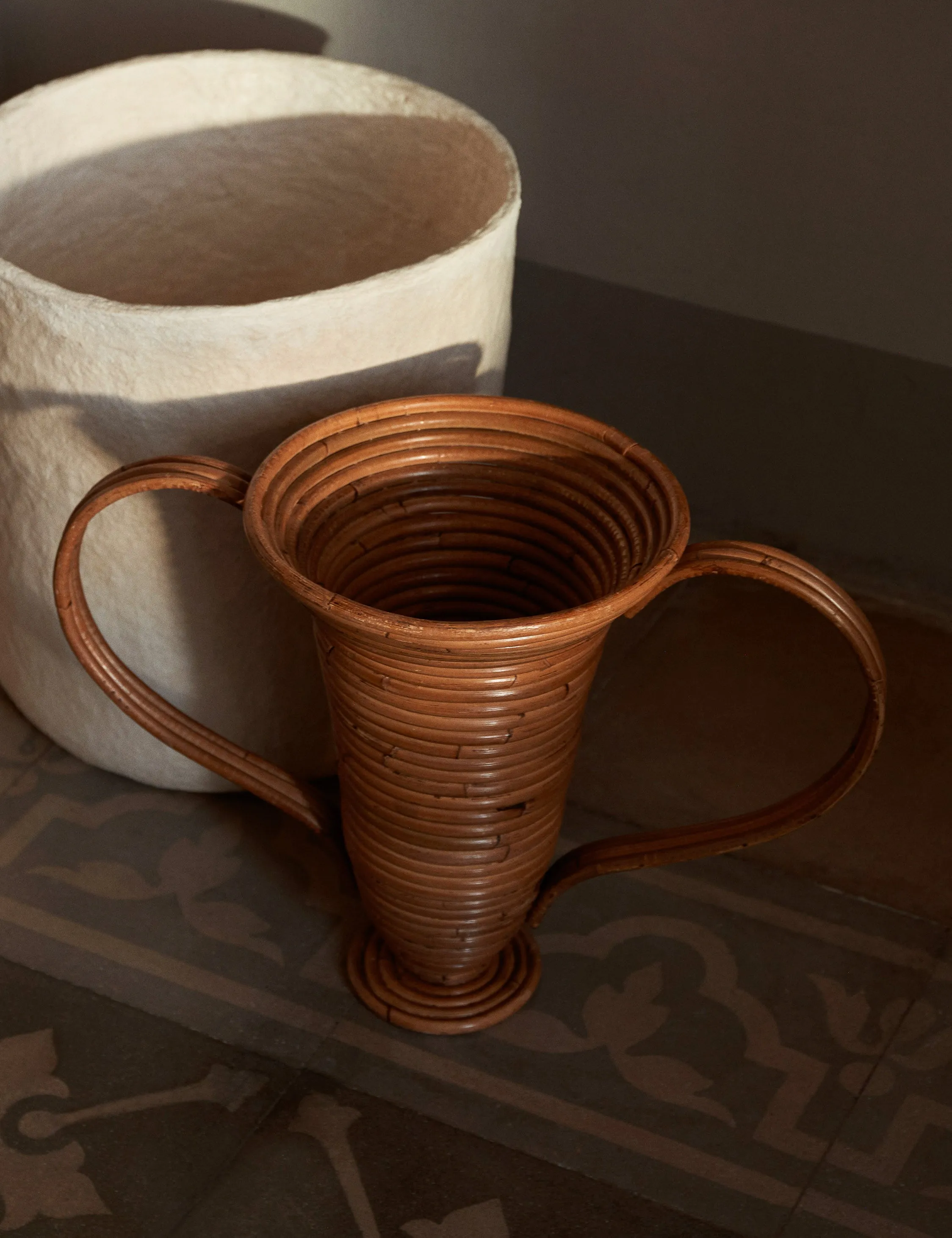Amphora Decorative Rattan Vase by Ferm Living Lulu and Georgia