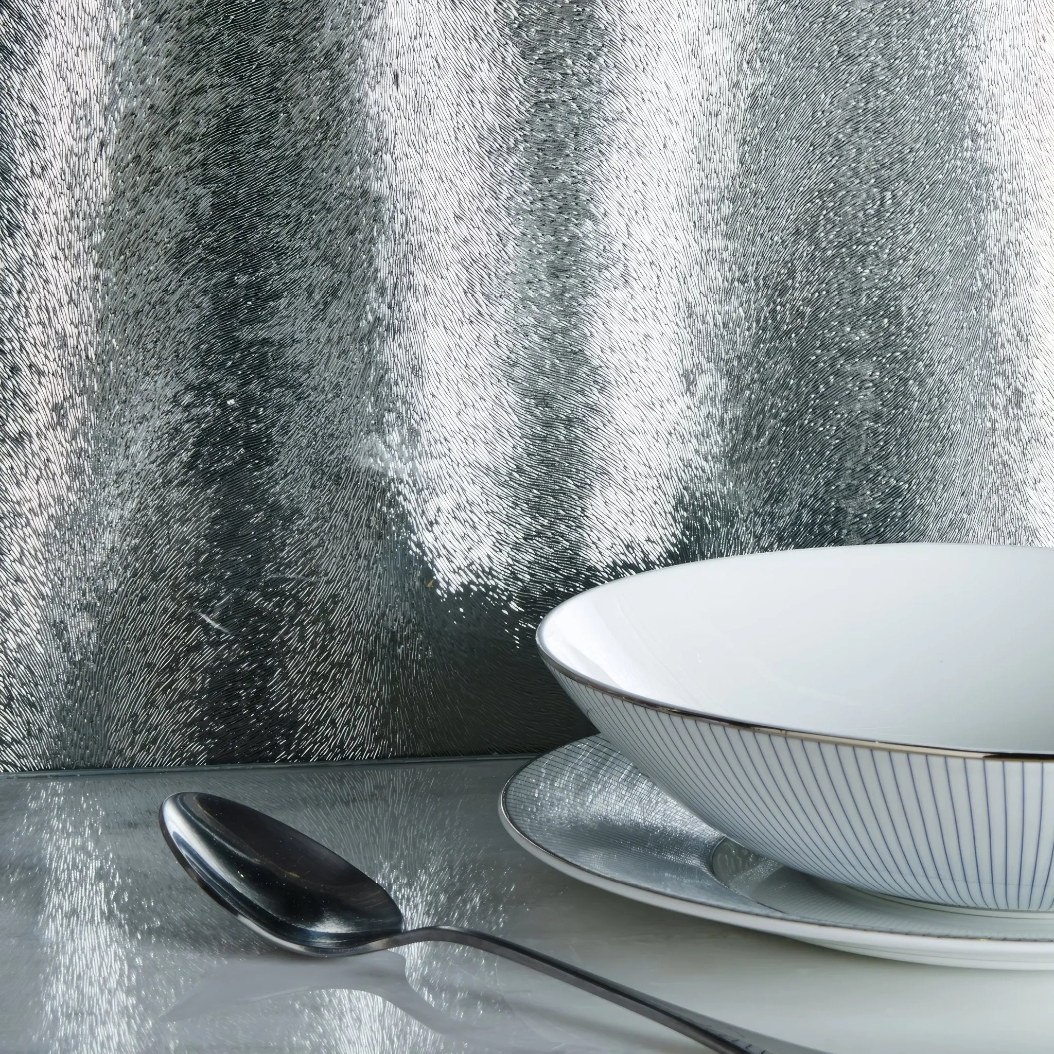 Aurora Borealis Dark Silver Decorative Glass