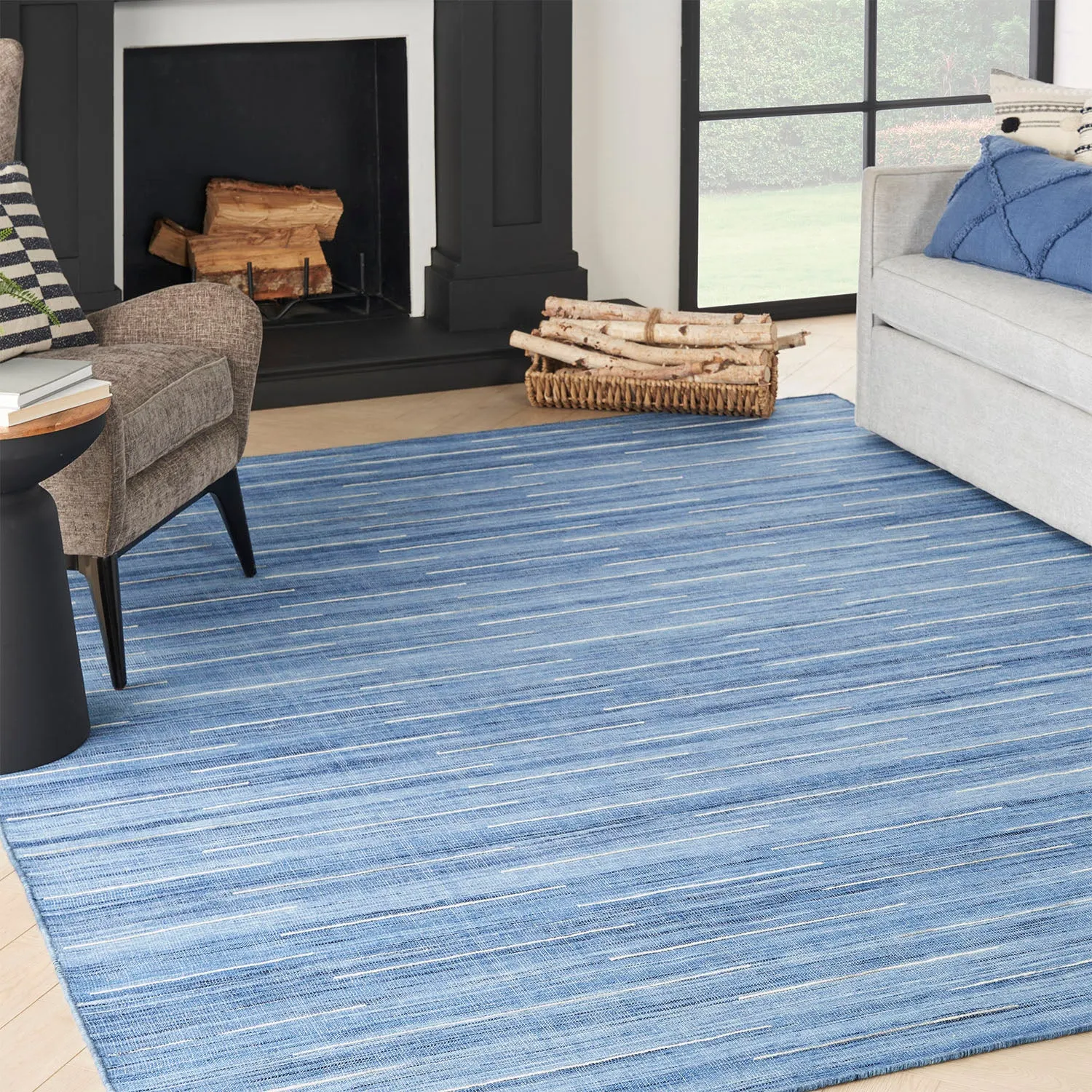 Blue Kavya Flatweave Kilim Rug