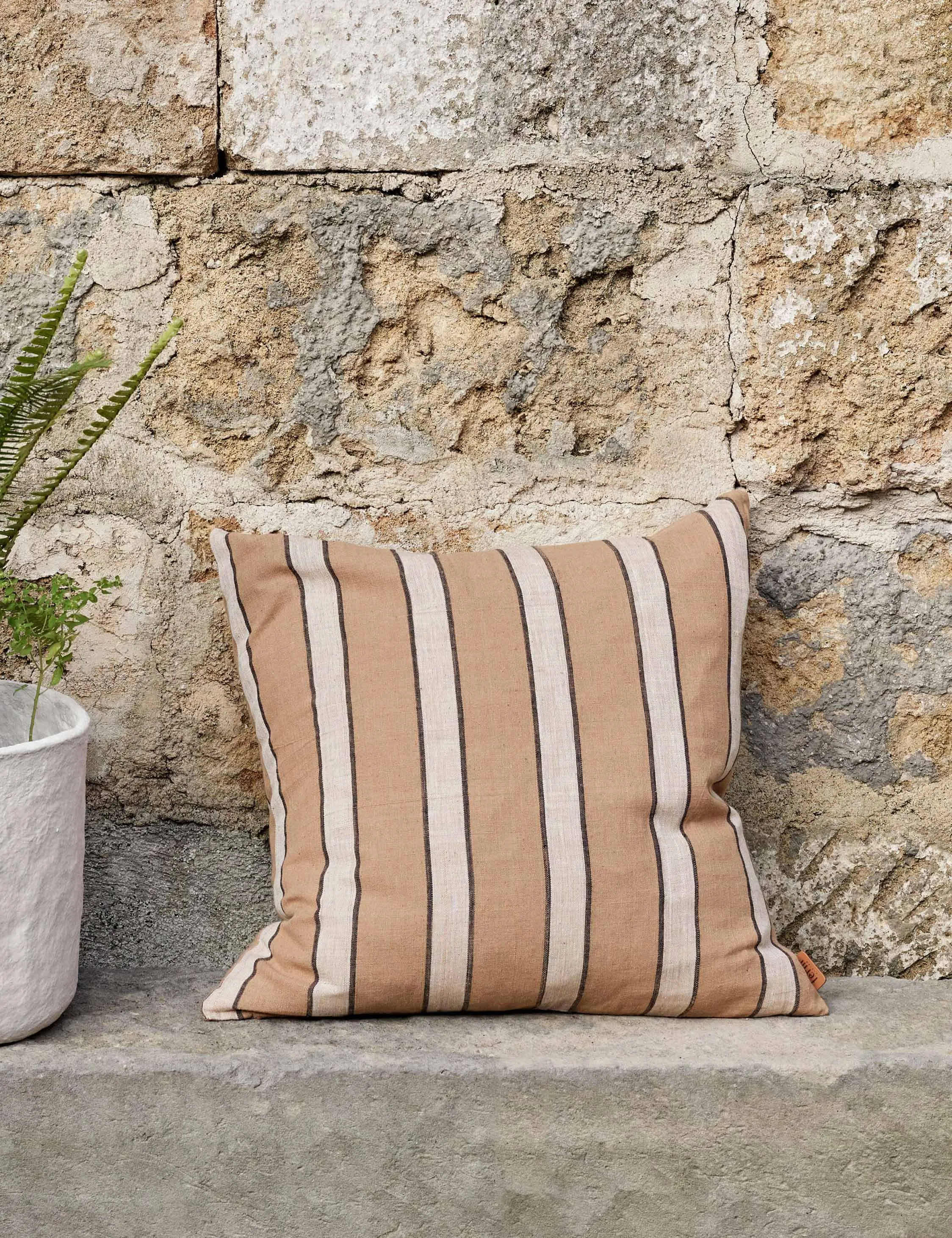 Brown Cotton Pillow by Ferm Living Lulu and Georgia