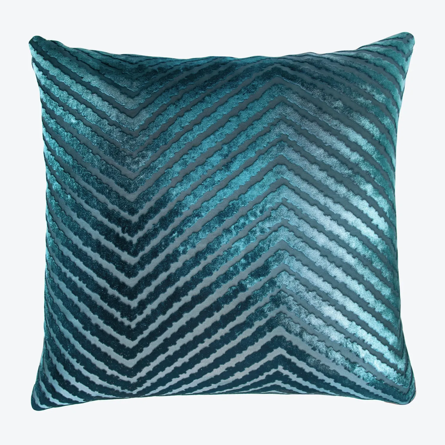 Chevron Velvet Throw Pillow, Pacific