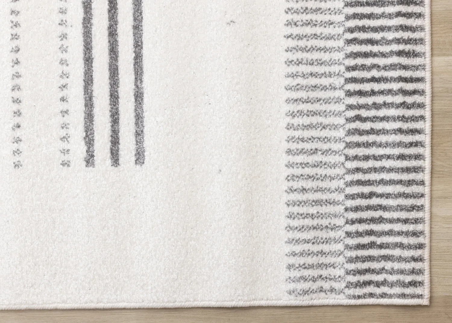 Claremont Sleek Modern Lines Area Rug - White Grey - 7' X 10'