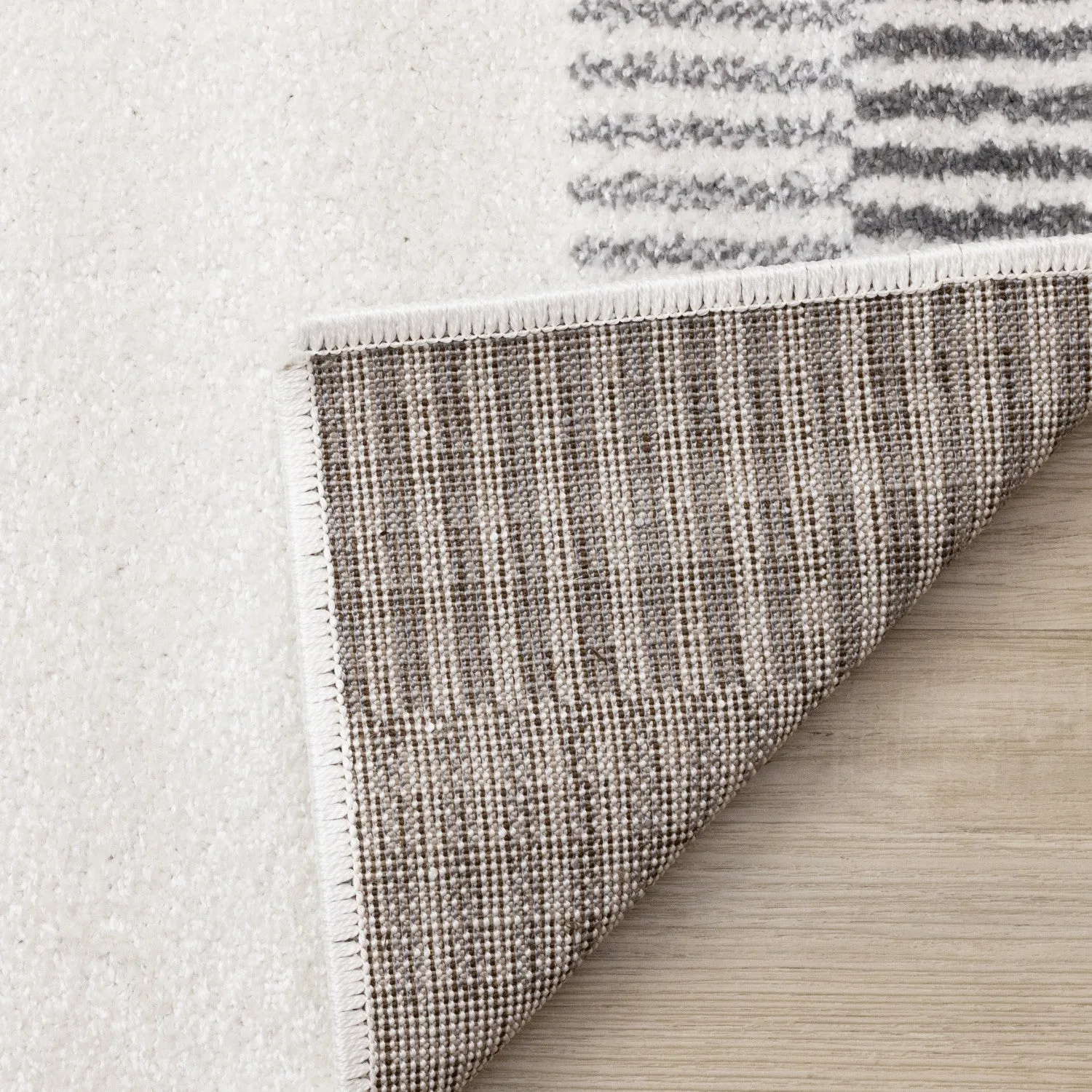 Claremont Sleek Modern Lines Area Rug - White Grey - 7' X 10'