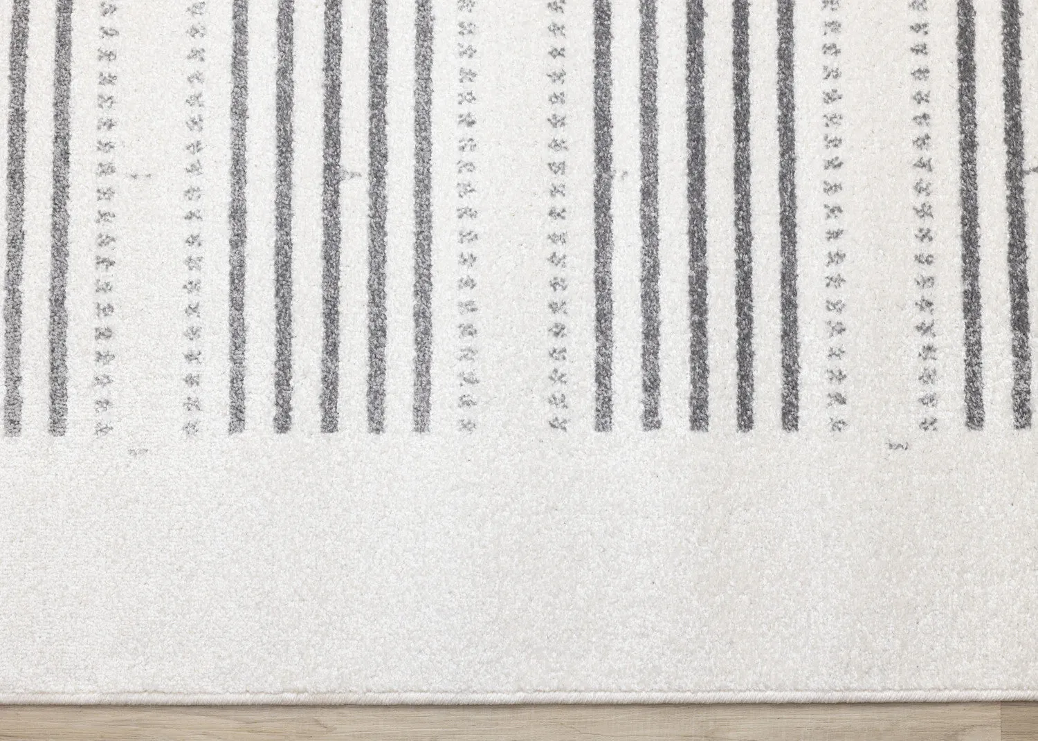 Claremont Sleek Modern Lines Area Rug - White Grey - 7' X 10'