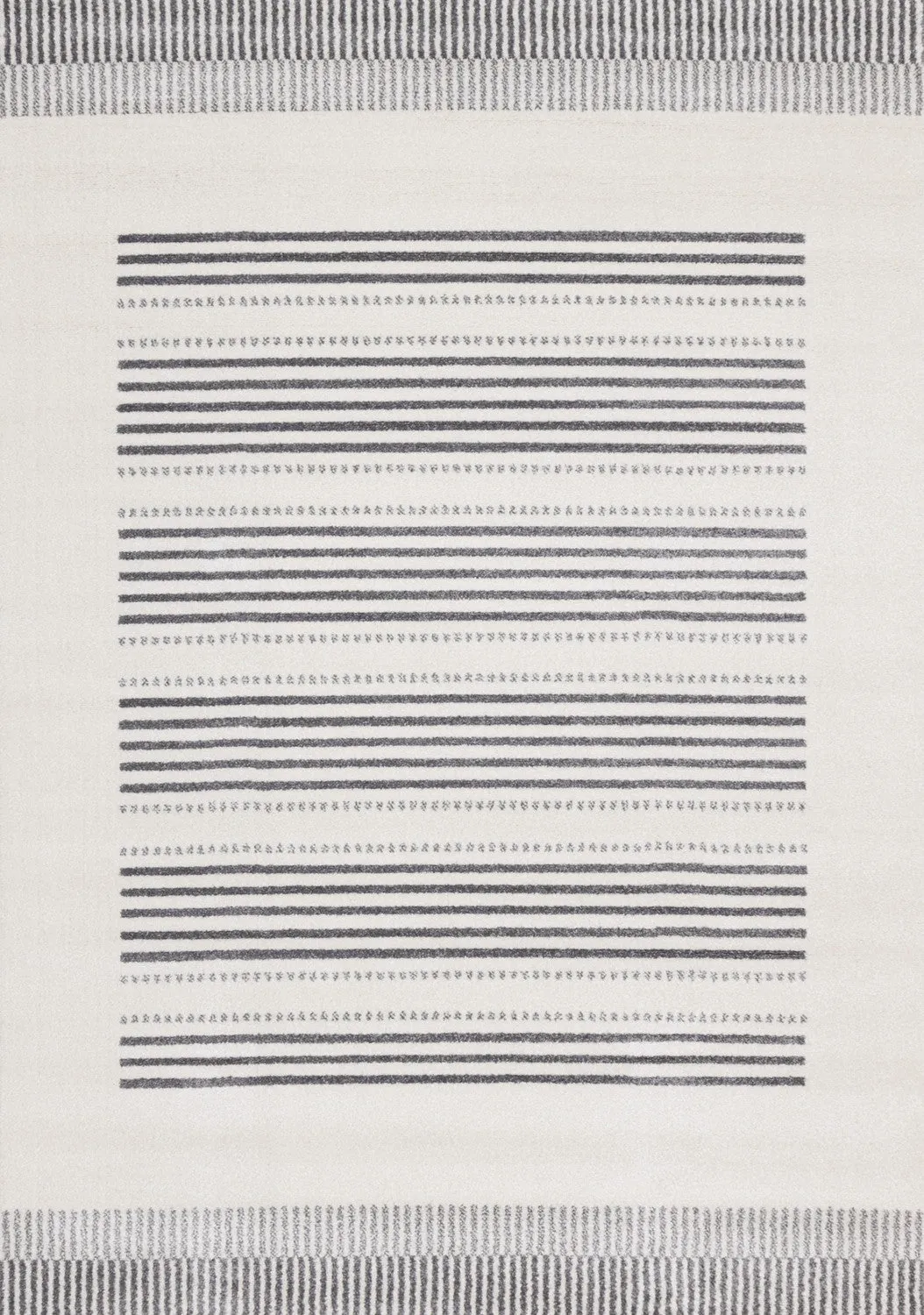 Claremont Sleek Modern Lines Area Rug - White Grey - 7' X 10'