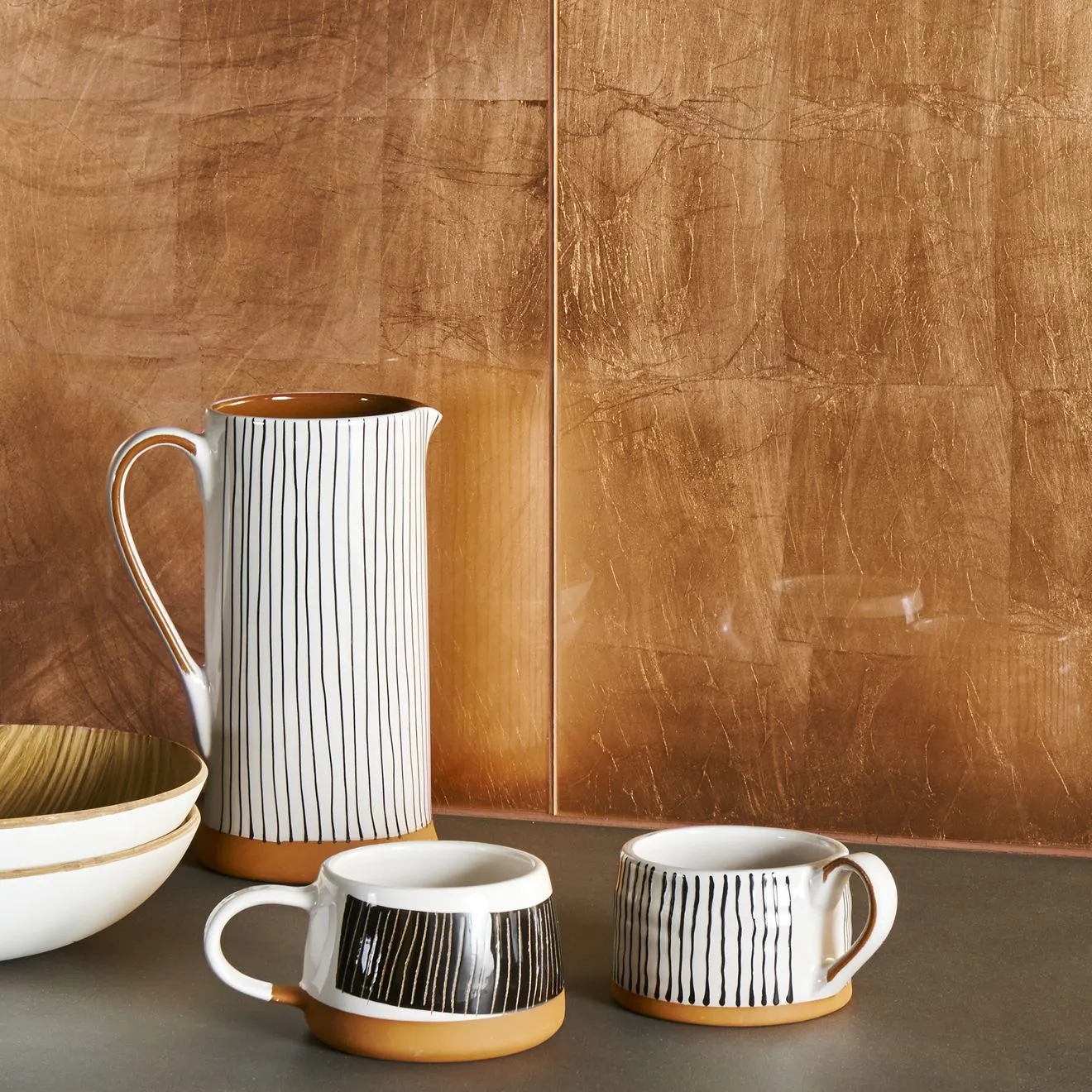 Copper Leaf Decorative Glass
