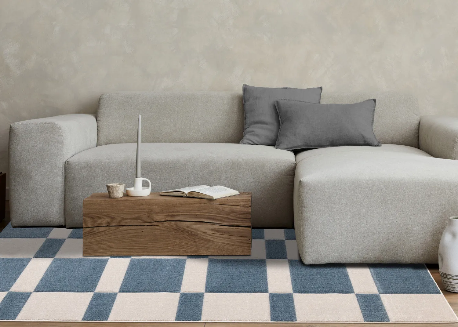Finley Modern Geometric Area Rug - Blue White - 8' X 11'