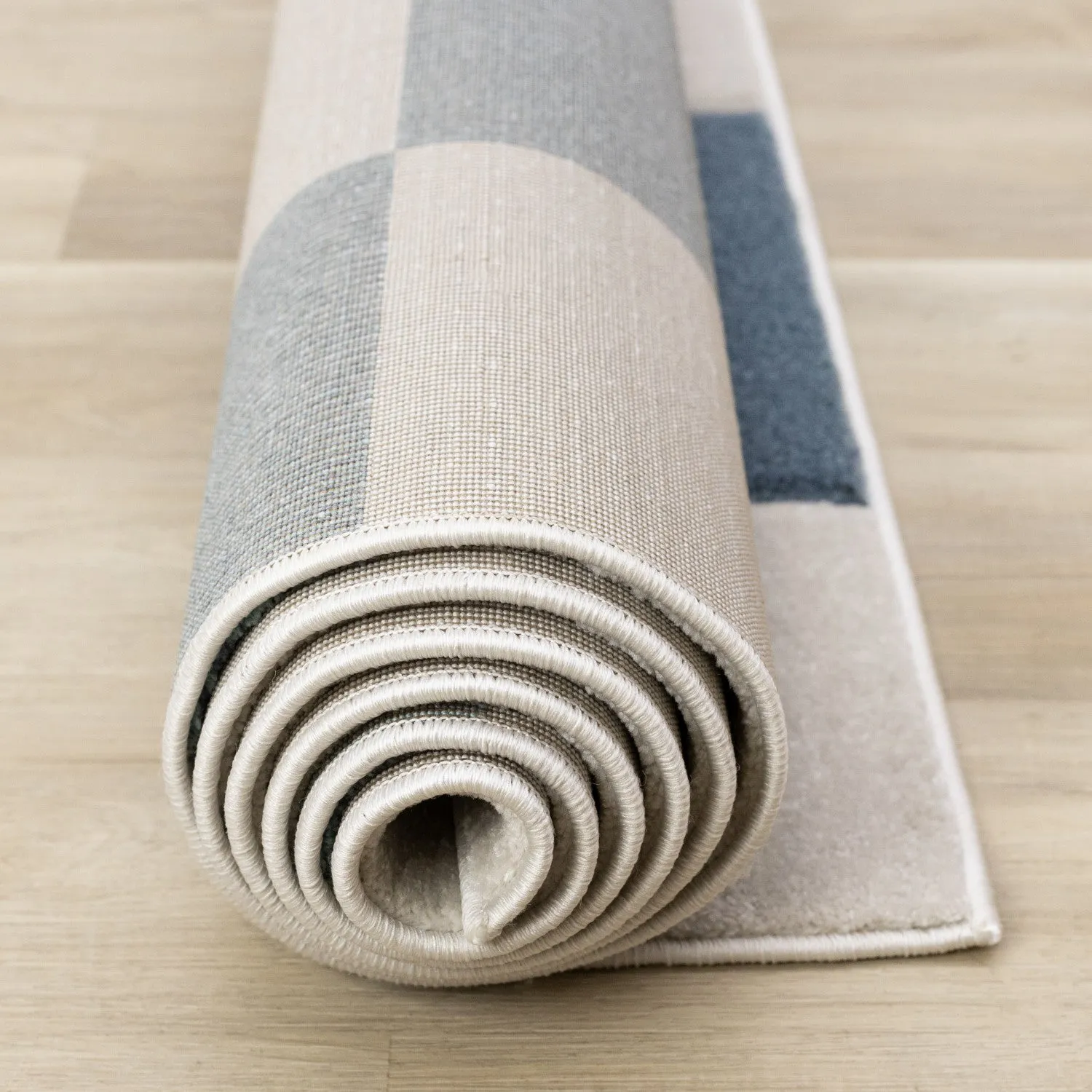 Finley Modern Geometric Area Rug - Blue White - 8' X 11'