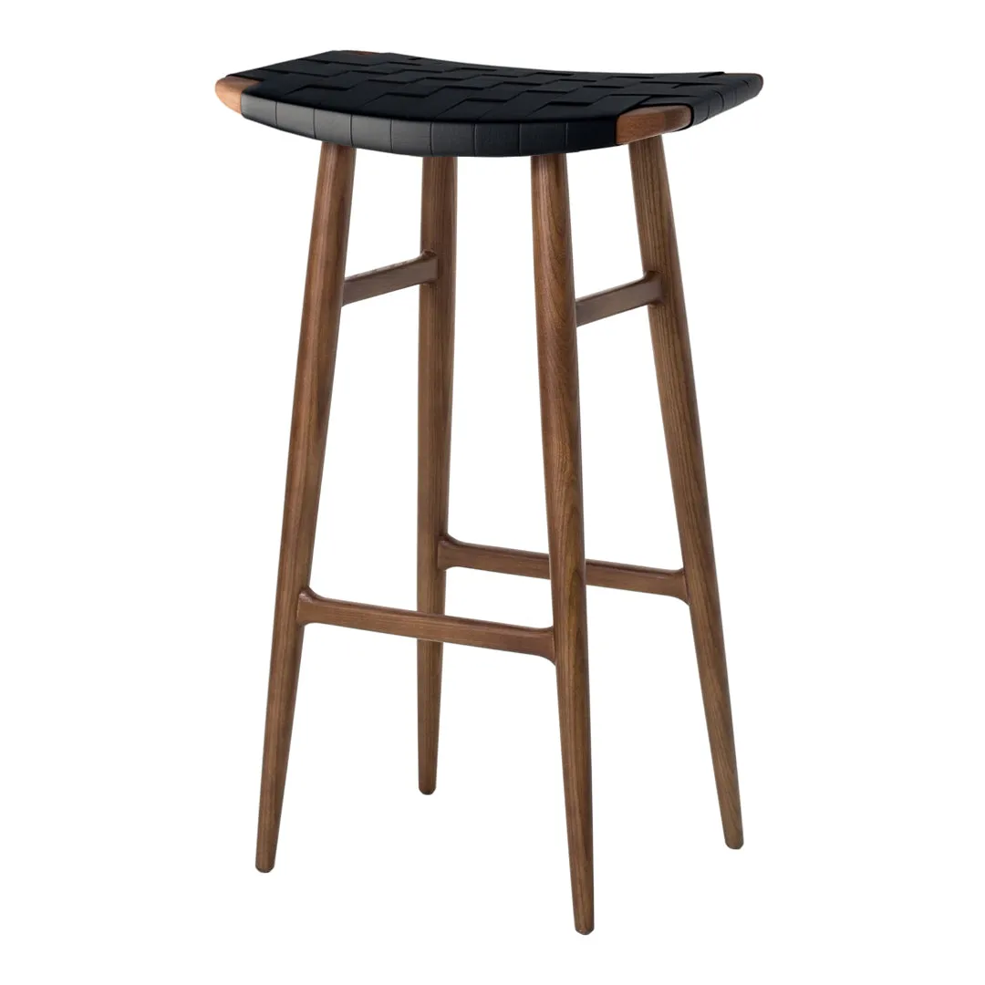Freja Bar Stool - Leather Stripe Seat