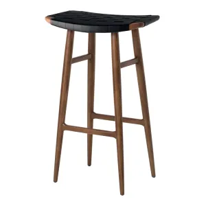 Freja Bar Stool - Leather Stripe Seat