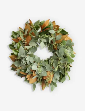 Fresh Handmade Magnolia and Seeded Eucalyptus Wreath Lulu and Georgia
