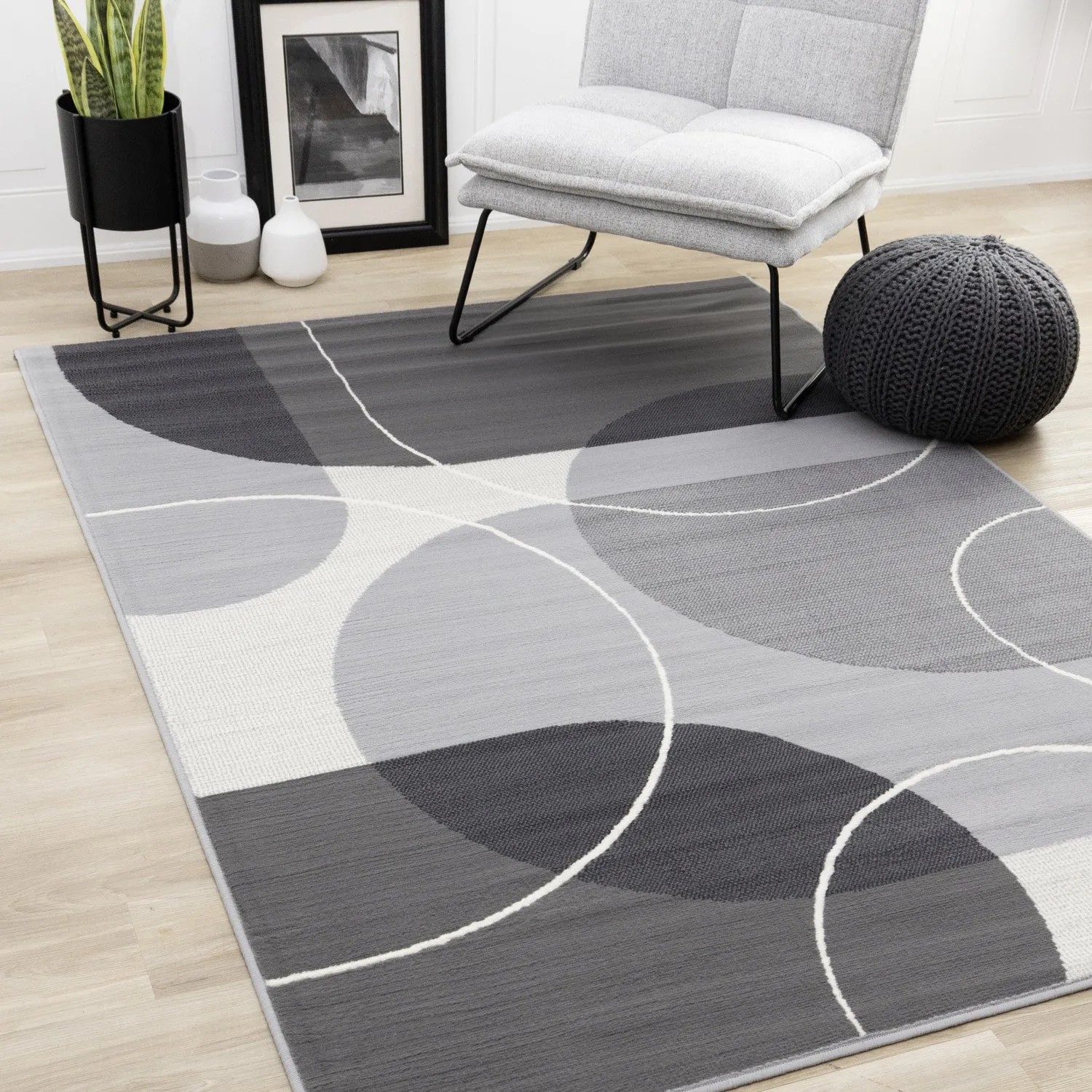 Functional Contemporary Area Rug - Grey - 7' X 10'