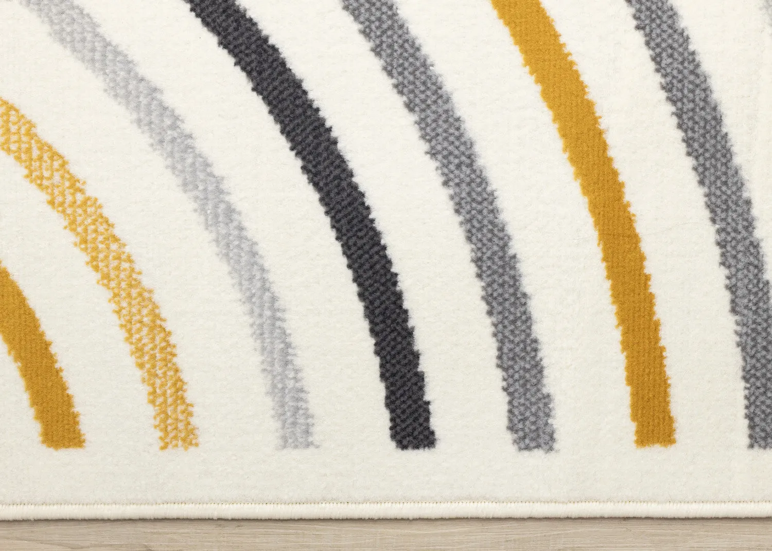 Functional Modern Curves Area Rug - Cream Yellow - 7' X 10'