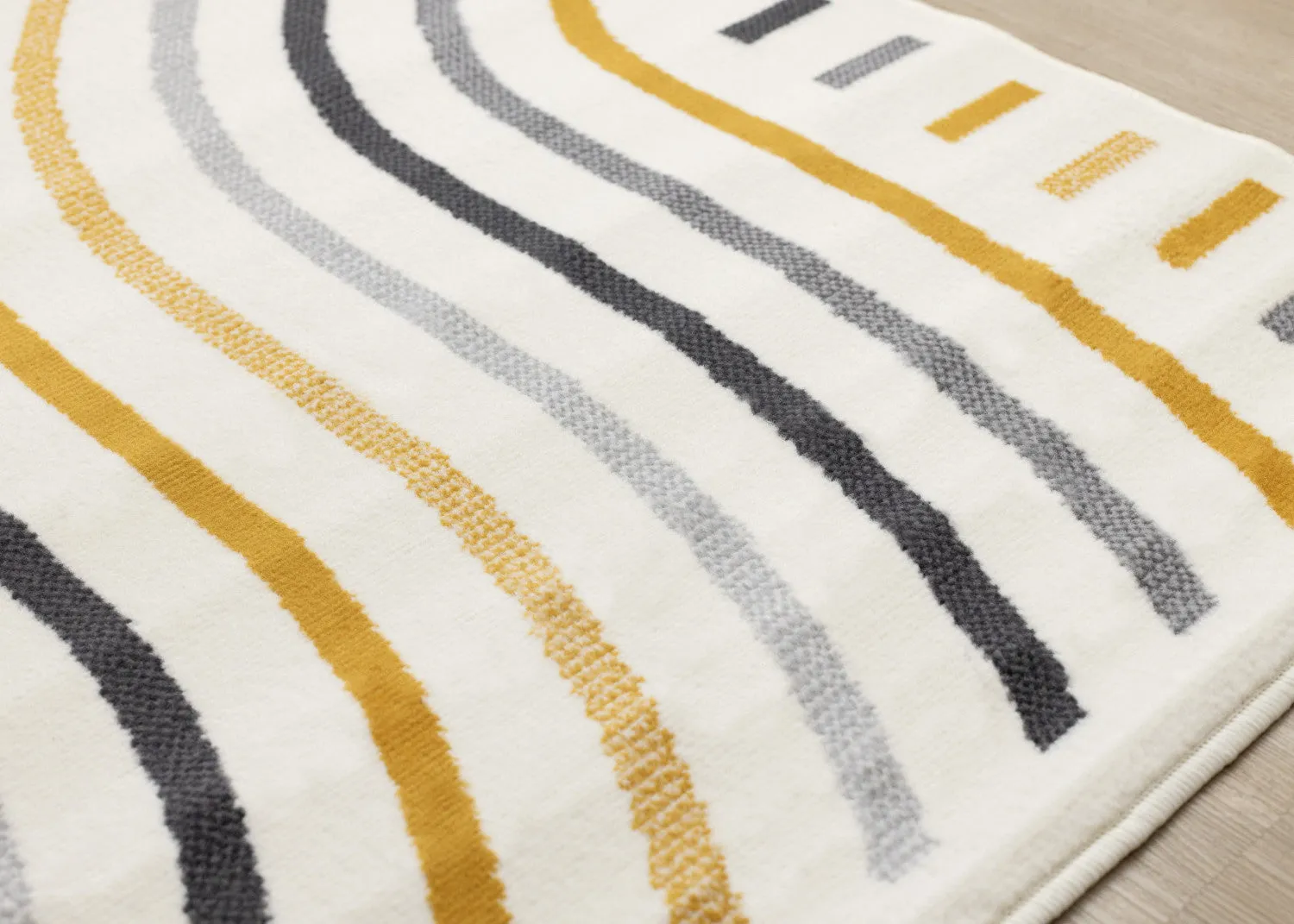 Functional Modern Curves Area Rug - Cream Yellow - 8' X 11'