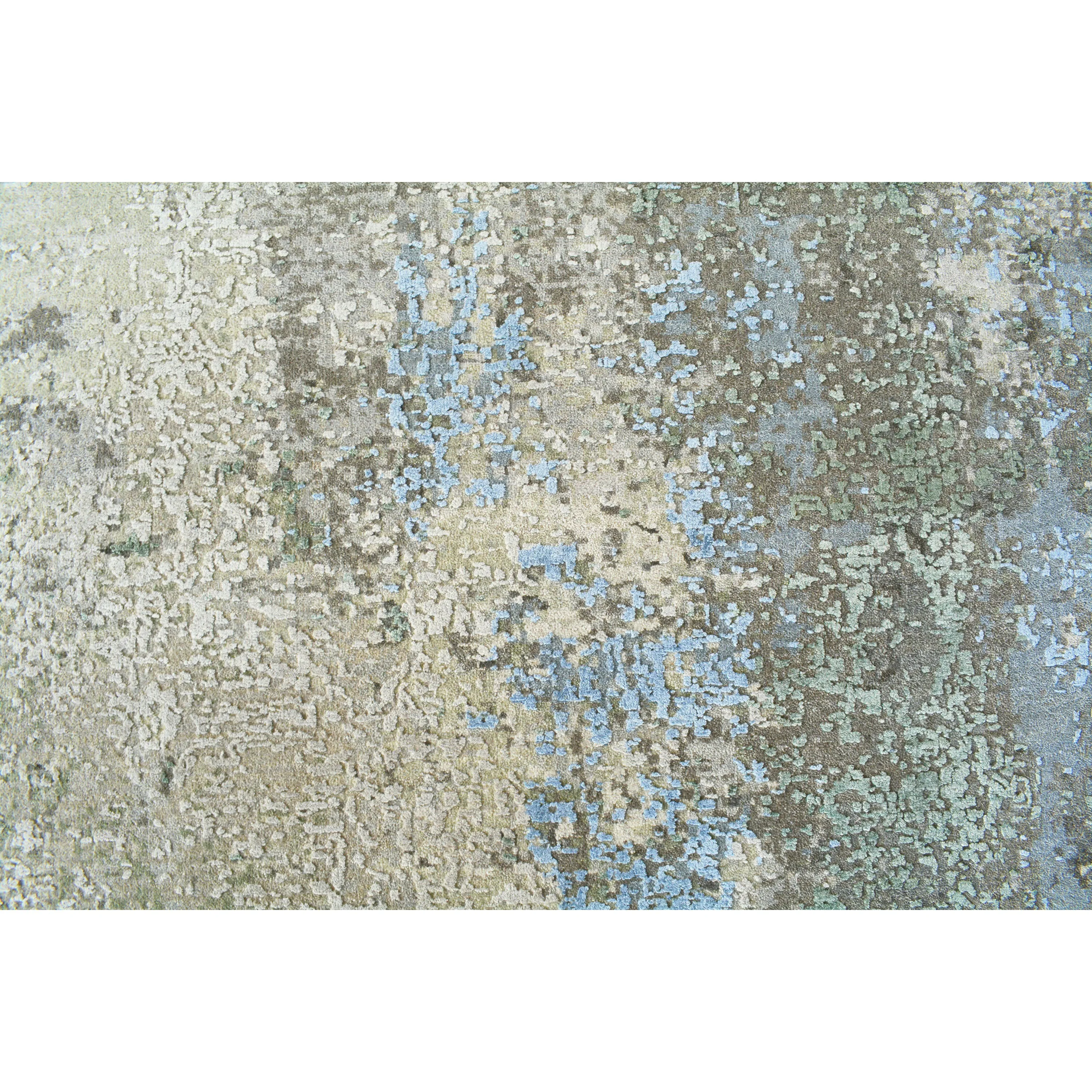 Green Contemporary Wool Silk Blend Rug - 9' x 12'