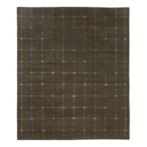 Green Modern Tibetan Wool Silk Blend Rug - 11'5" x 12'1"