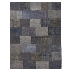 Grey Overdyed Patchwork Wool Rug - 9'2" x 12'