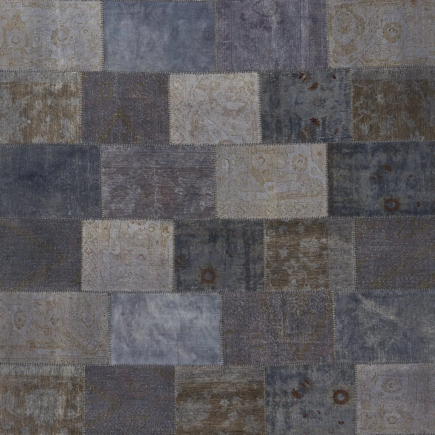 Grey Overdyed Patchwork Wool Rug - 9'2" x 12'
