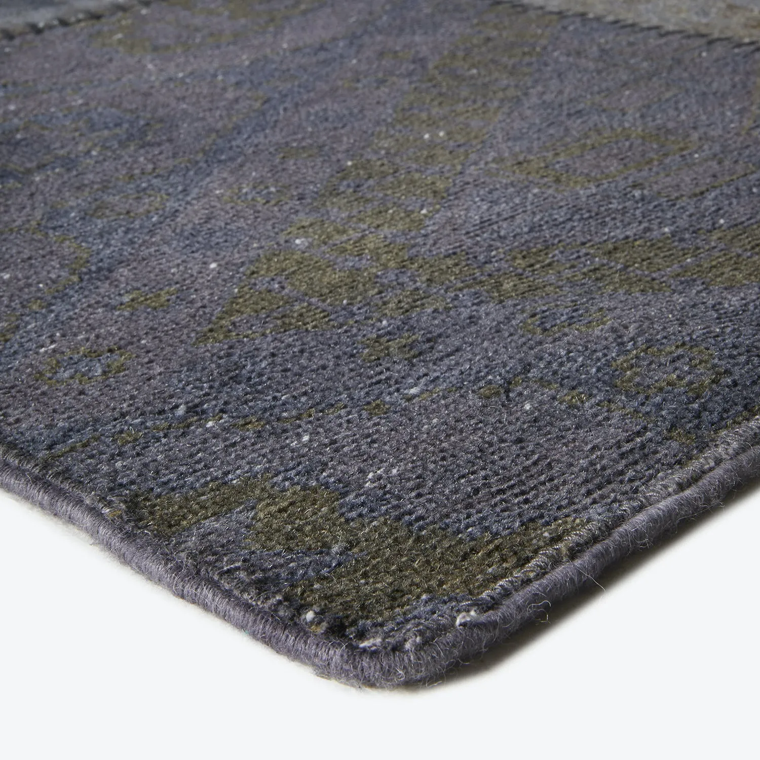 Grey Overdyed Patchwork Wool Rug - 9'2" x 12'
