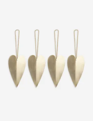 Heart Brass Ornaments (Set of 4) by Ferm Living Lulu and Georgia