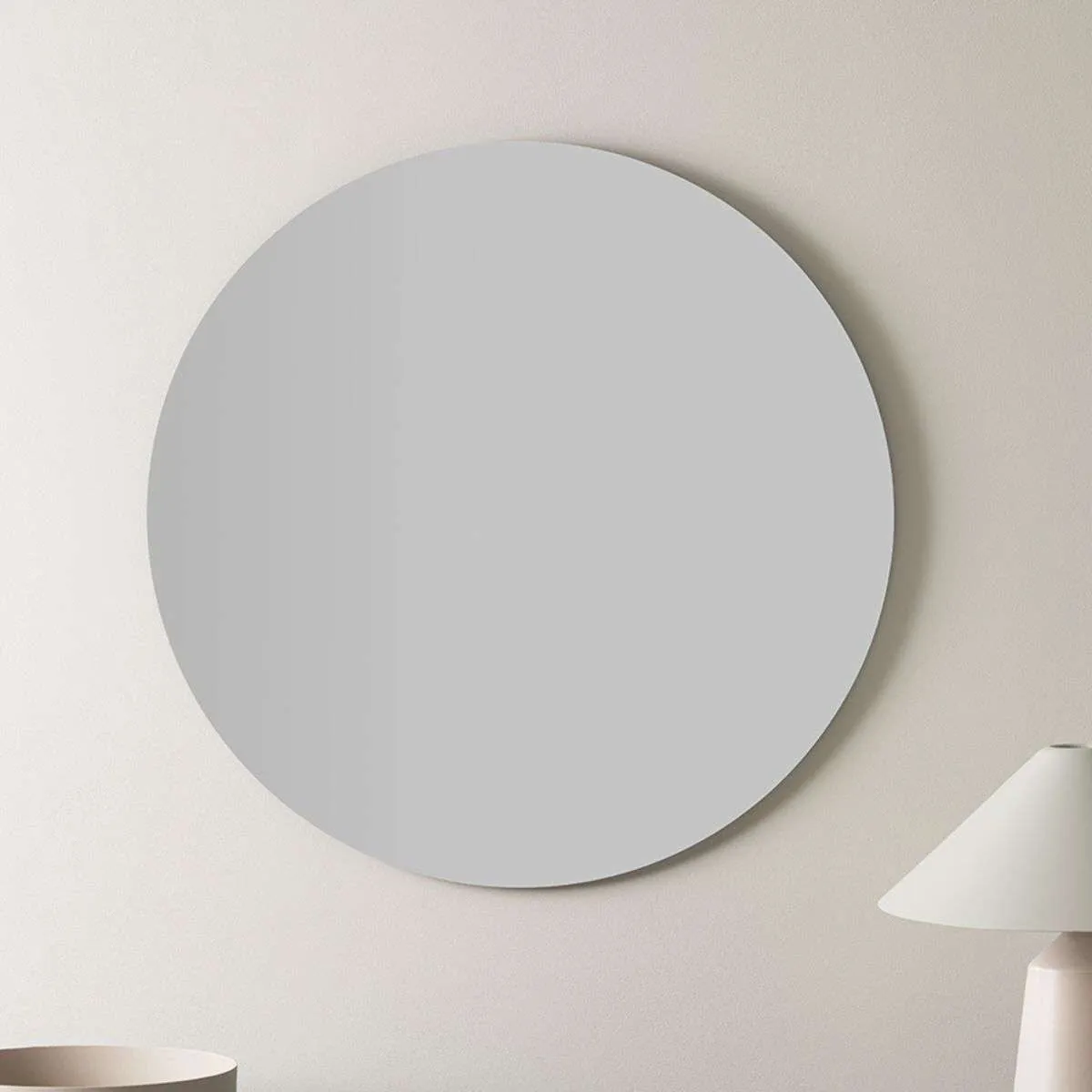 Kalili Frameless Round Mirror Mocka