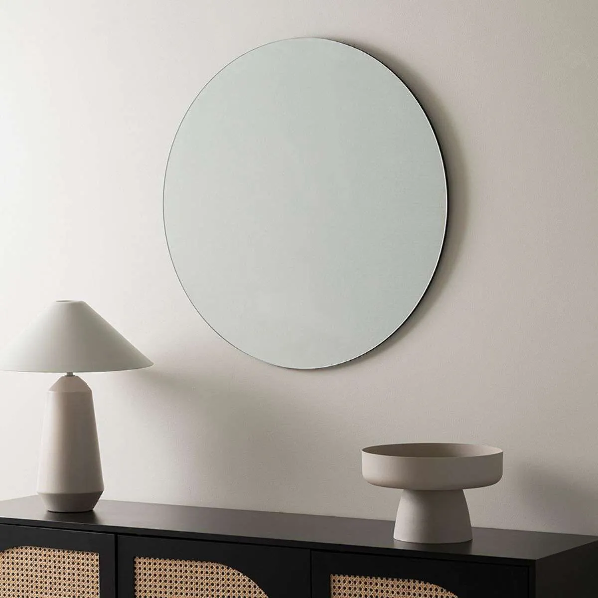Kalili Frameless Round Mirror Mocka