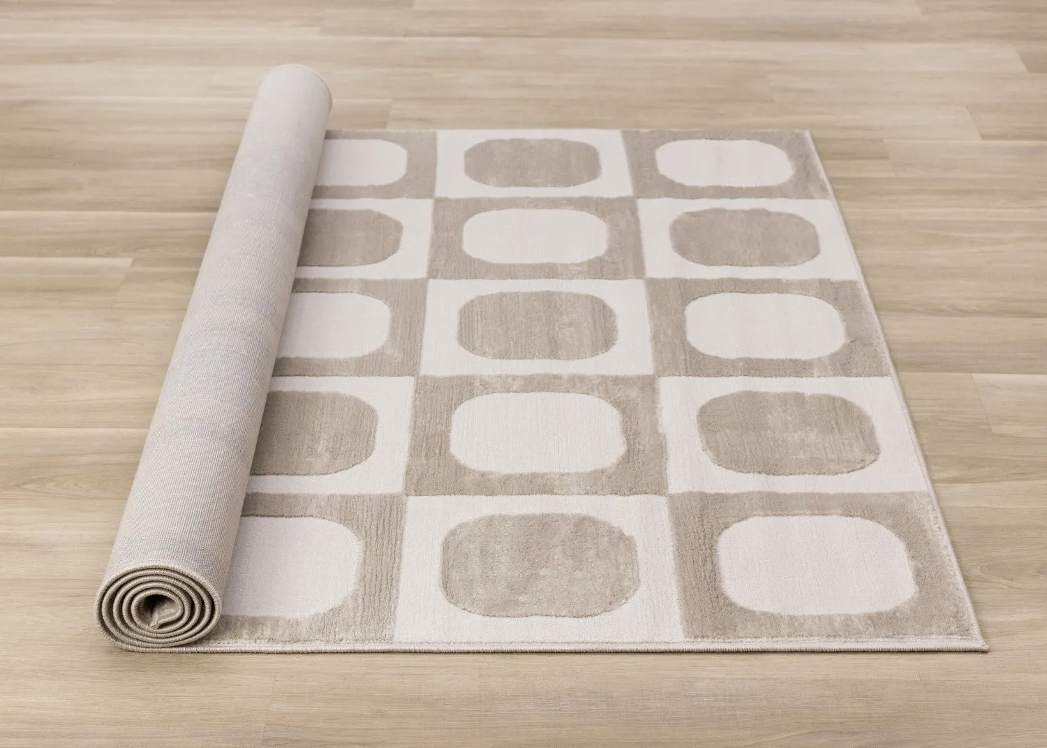 Logan Contemporary Modern Area Rug - Beige Cream - 8' X 11'
