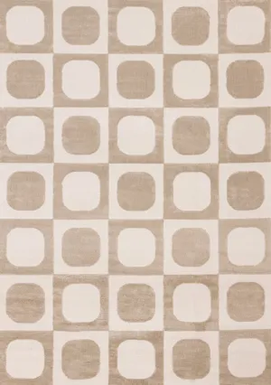 Logan Contemporary Modern Area Rug - Beige Cream - 8' X 11'