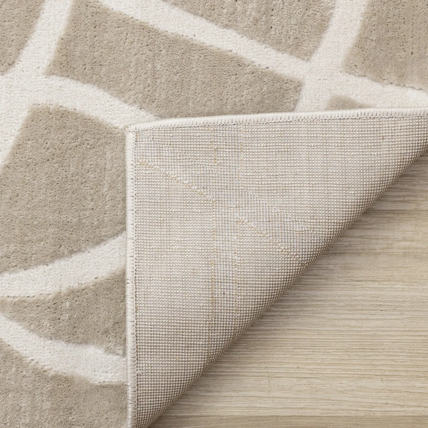 Logan Contemporary Swirls Area Rug - Beige Cream - 8' X 11'