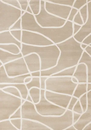 Logan Contemporary Swirls Area Rug - Beige Cream - 8' X 11'