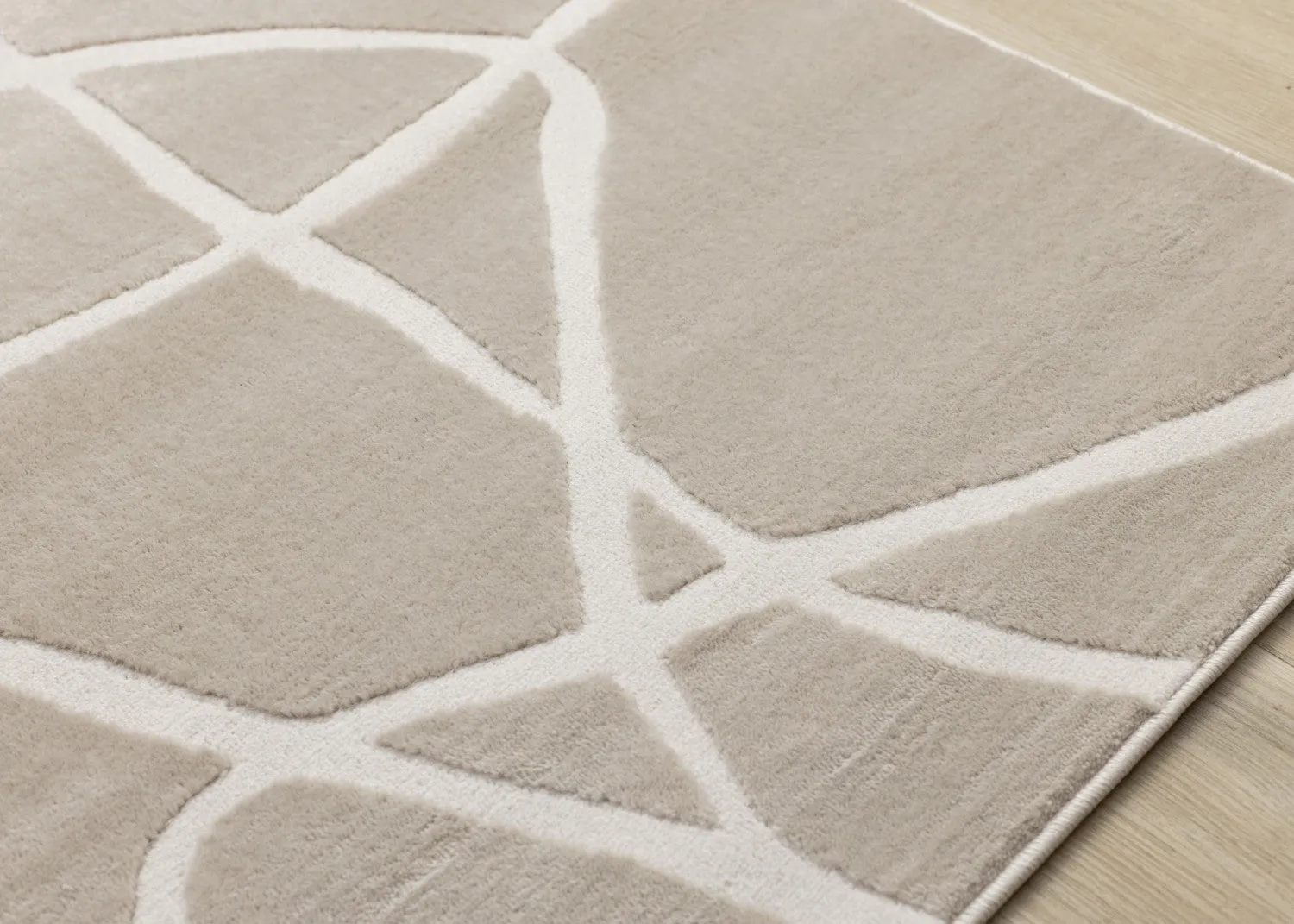 Logan Contemporary Swirls Area Rug - Beige Cream - 8' X 11'