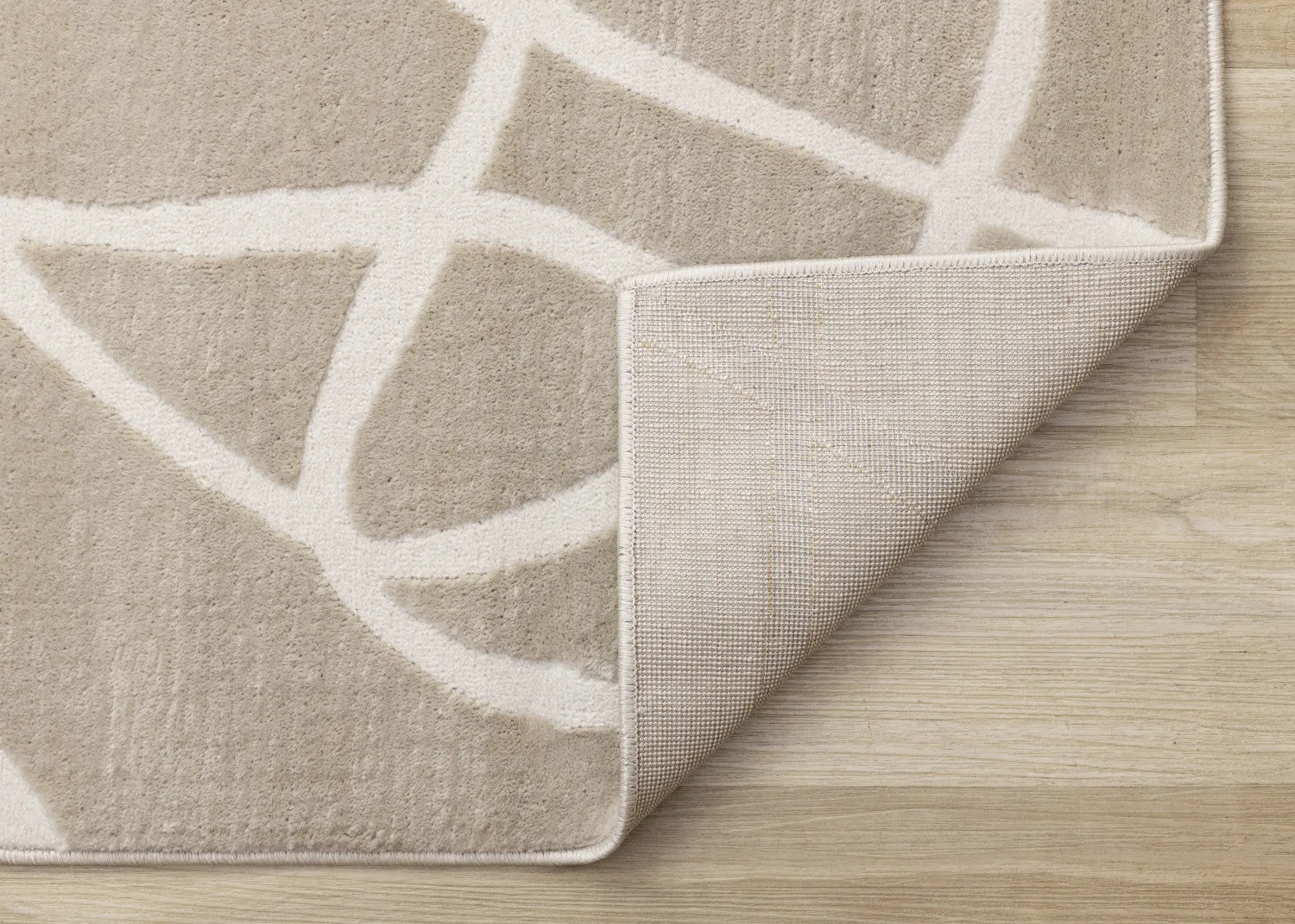 Logan Contemporary Swirls Area Rug - Beige Cream - 8' X 11'