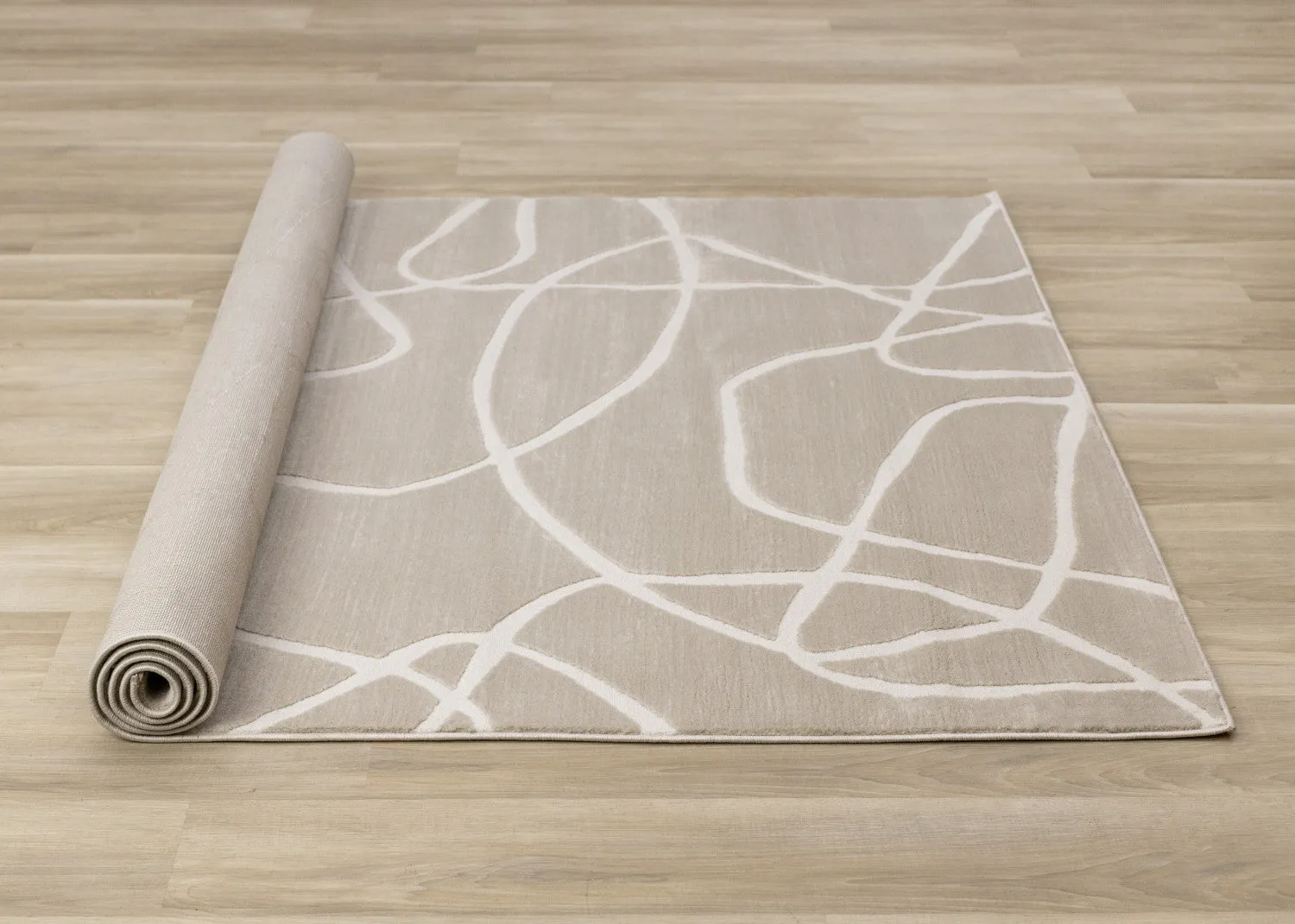Logan Contemporary Swirls Area Rug - Beige Cream - 8' X 11'