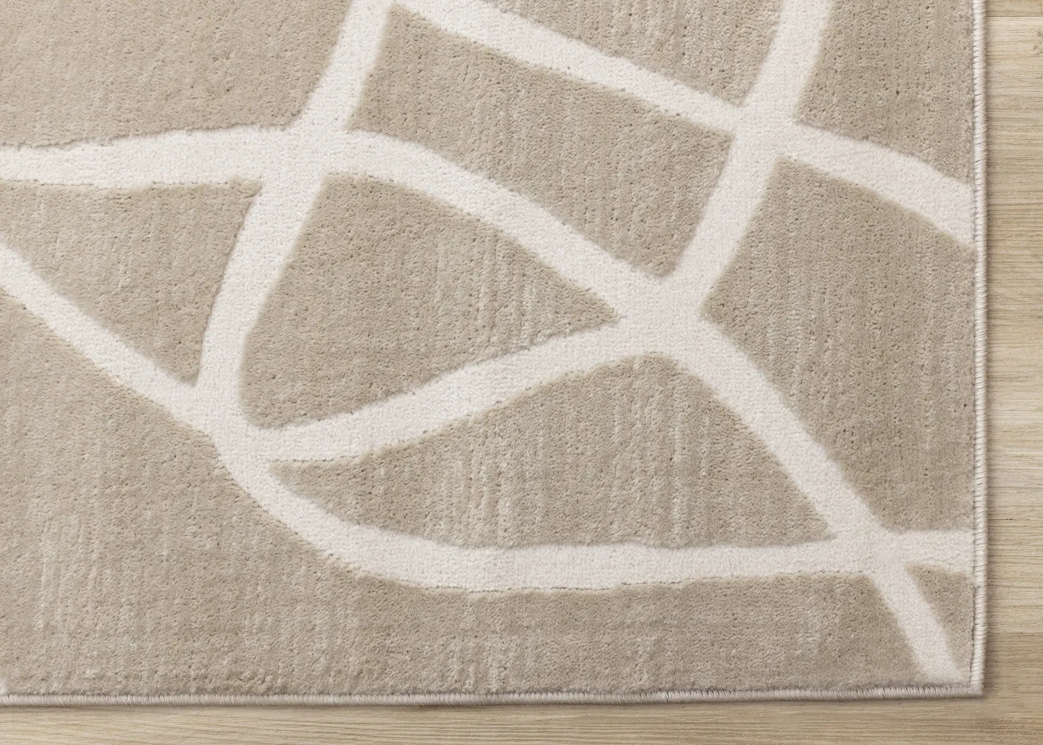 Logan Contemporary Swirls Area Rug - Beige Cream - 8' X 11'