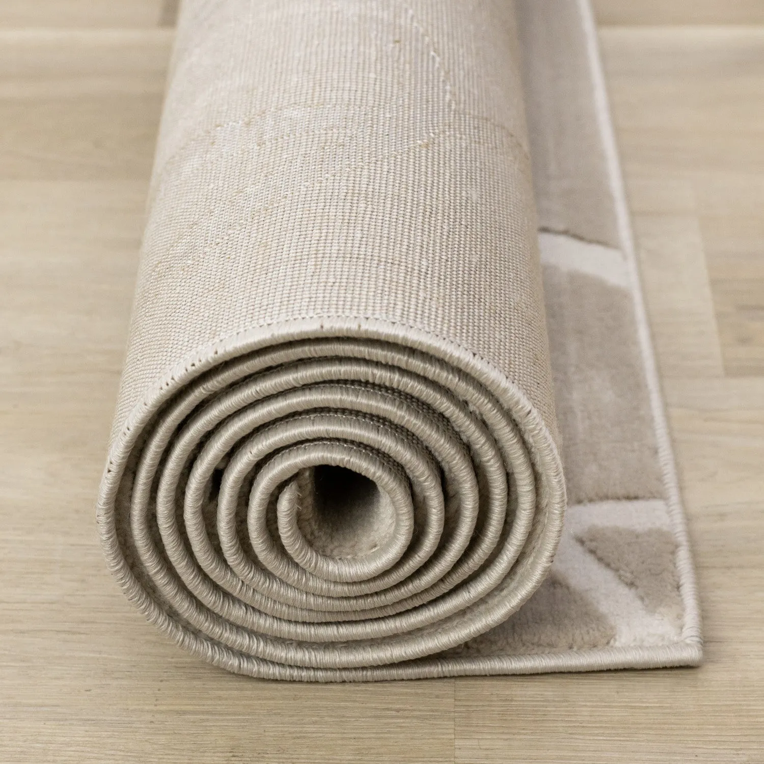 Logan Contemporary Swirls Area Rug - Beige Cream - 8' X 11'