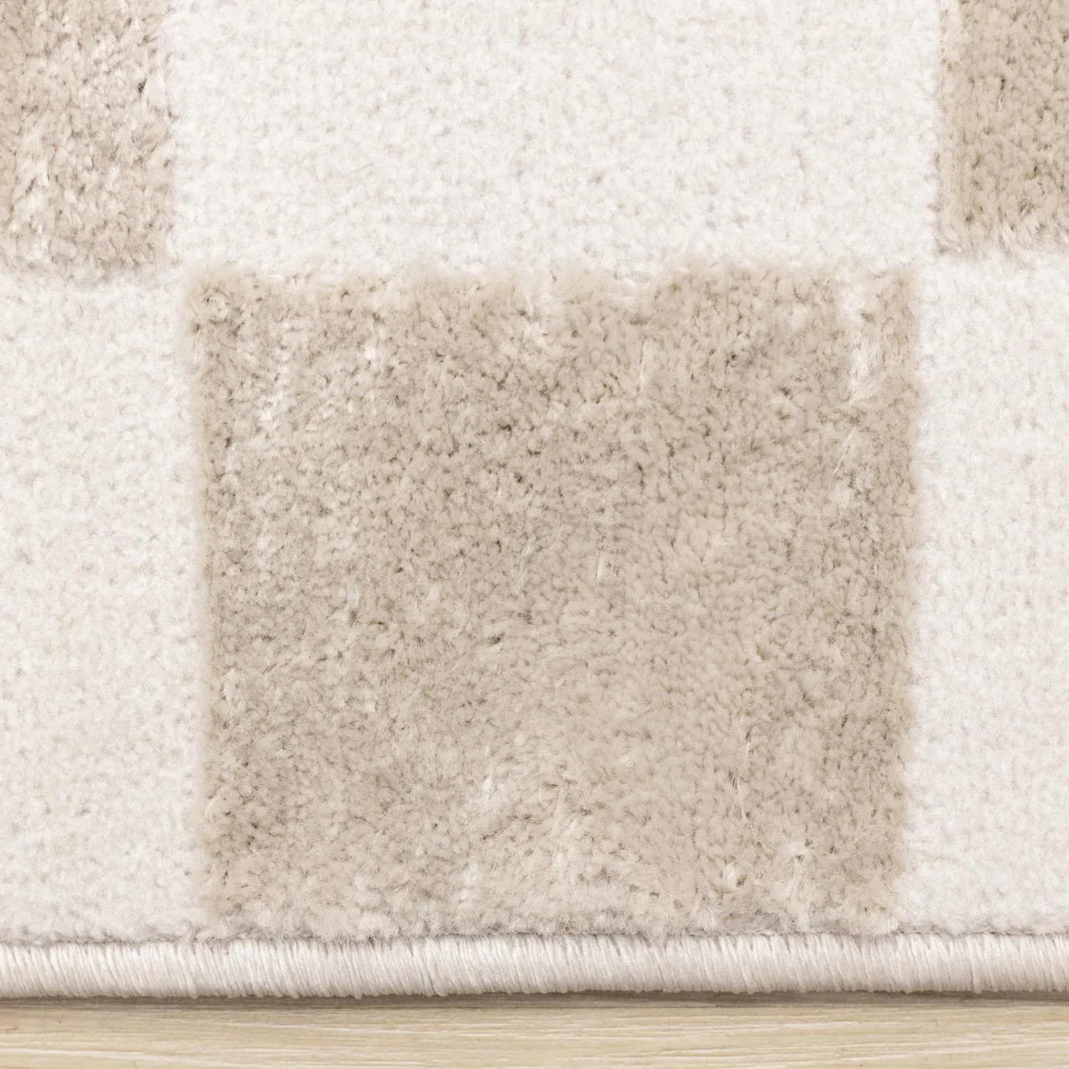Logan Modern Checkered Area Rug - Beige Cream - 5' X 8'