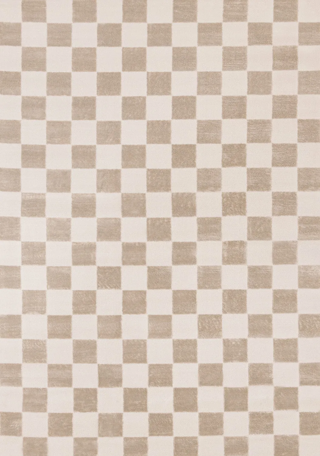 Logan Modern Checkered Area Rug - Beige Cream - 5' X 8'