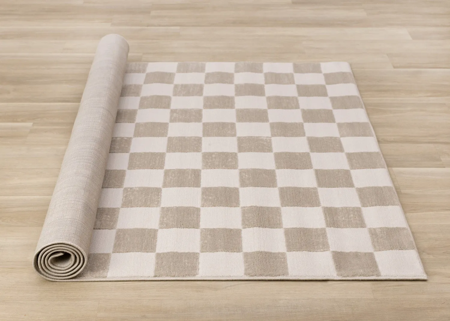 Logan Modern Checkered Area Rug - Beige Cream - 5' X 8'