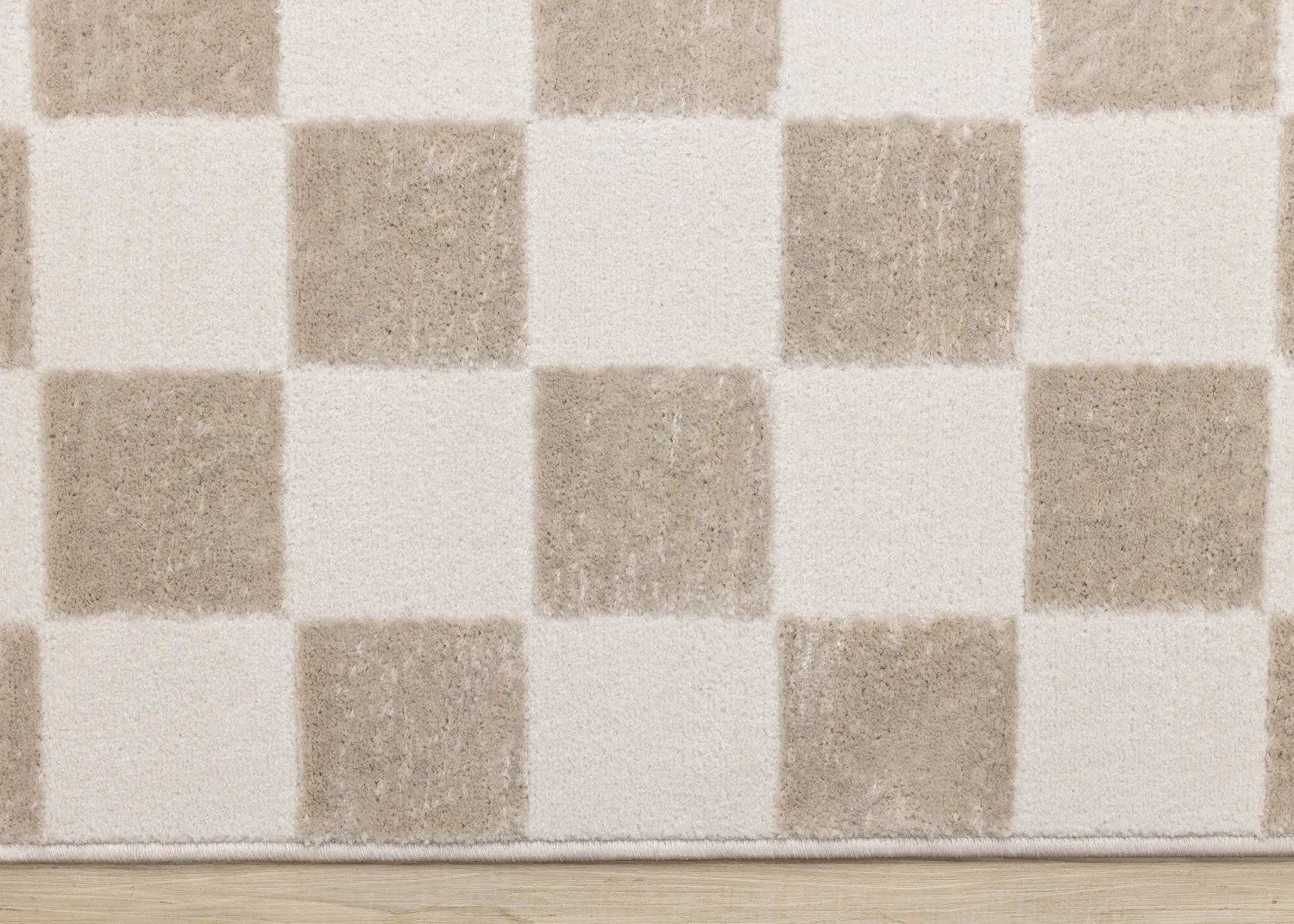 Logan Modern Checkered Area Rug - Beige Cream - 5' X 8'