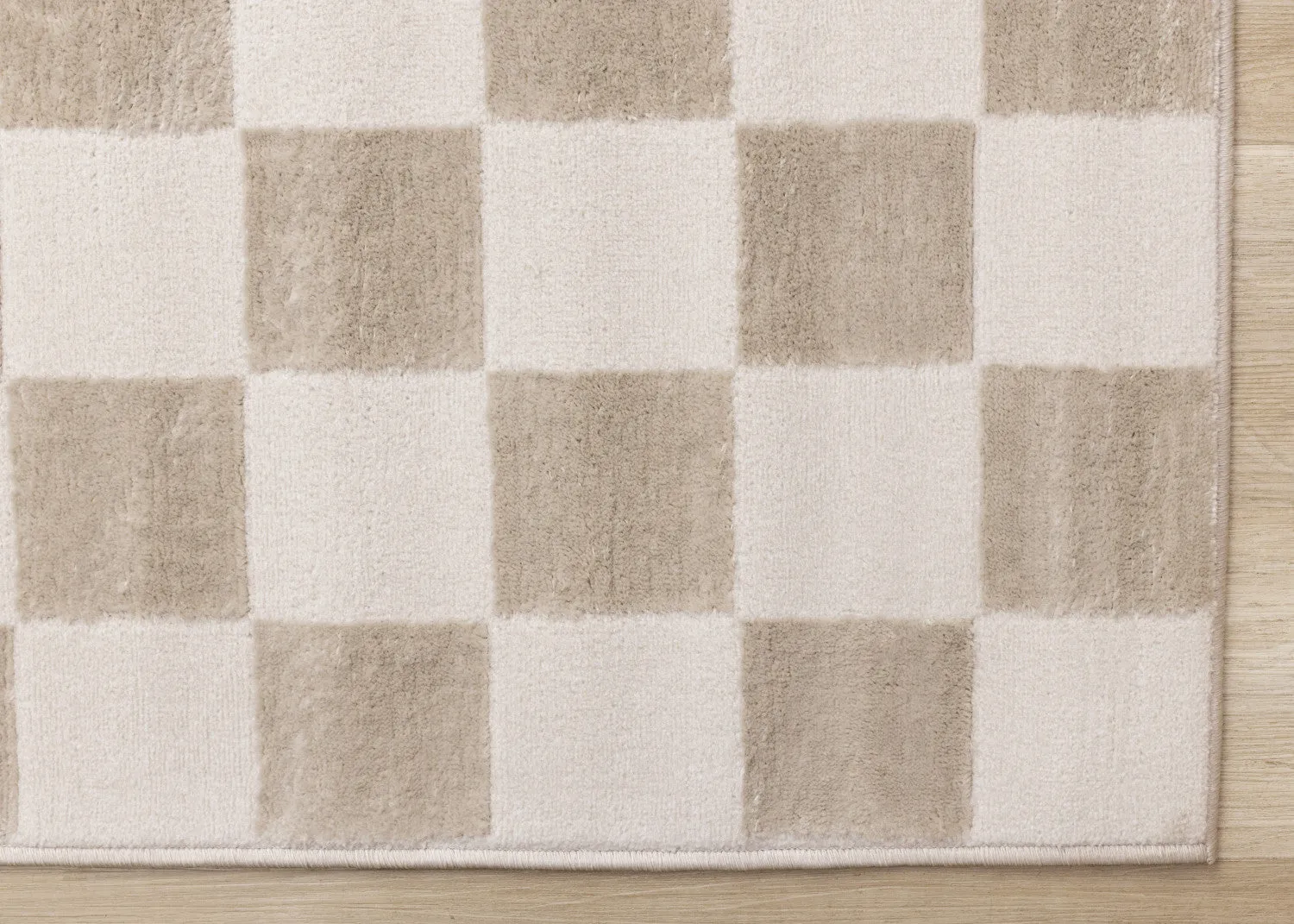 Logan Modern Checkered Area Rug - Beige Cream - 5' X 8'