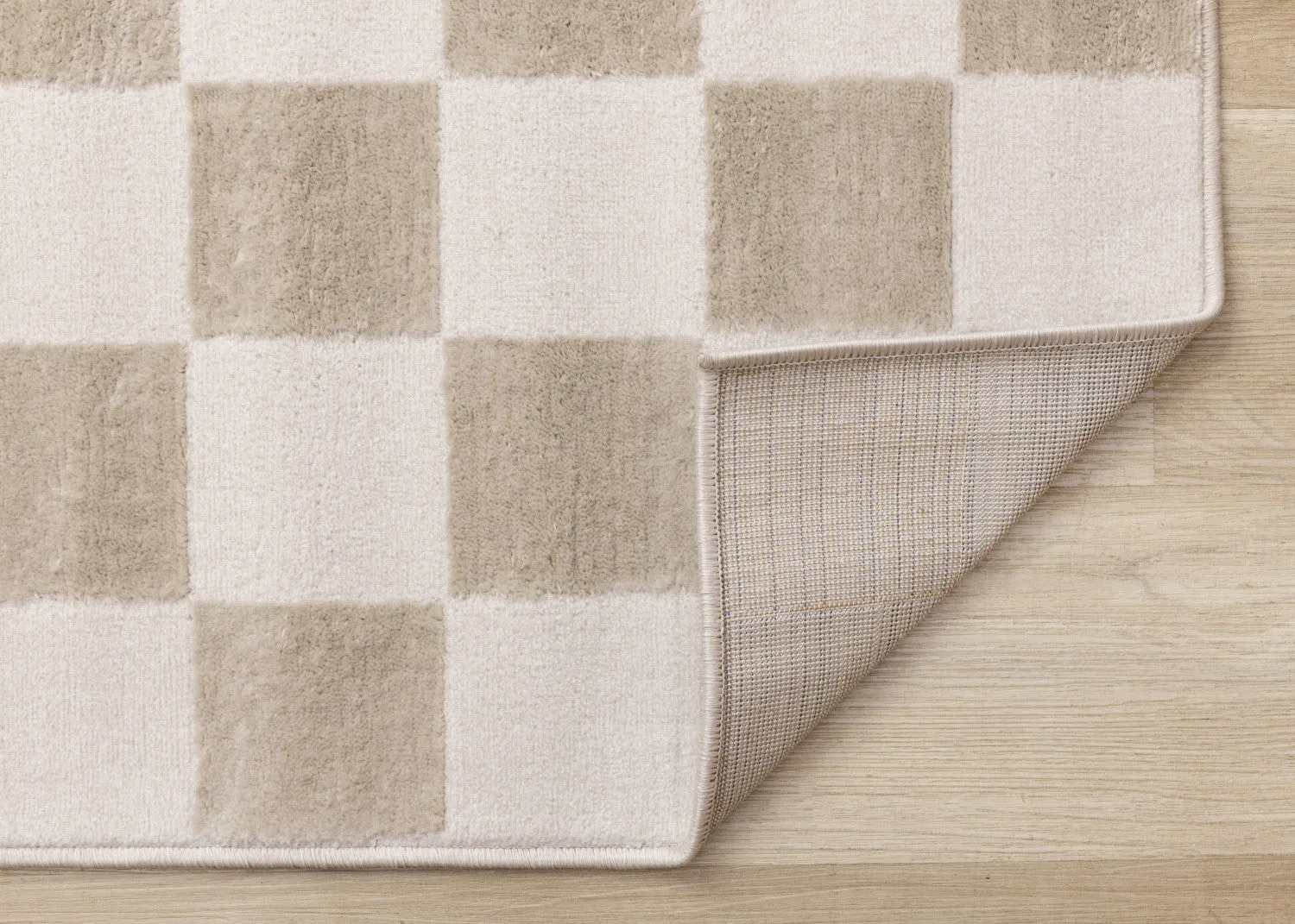Logan Modern Checkered Area Rug - Beige Cream - 5' X 8'