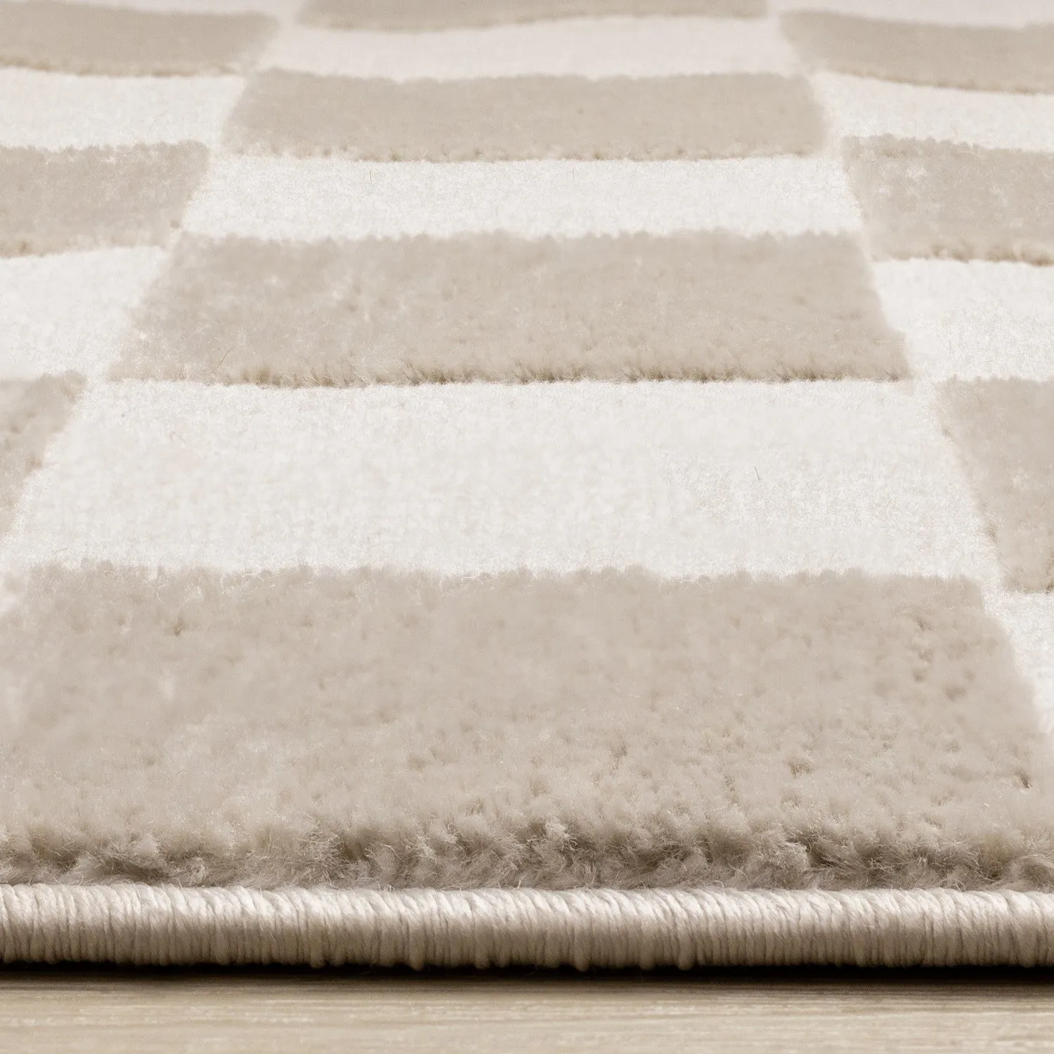 Logan Modern Checkered Area Rug - Beige Cream - 5' X 8'