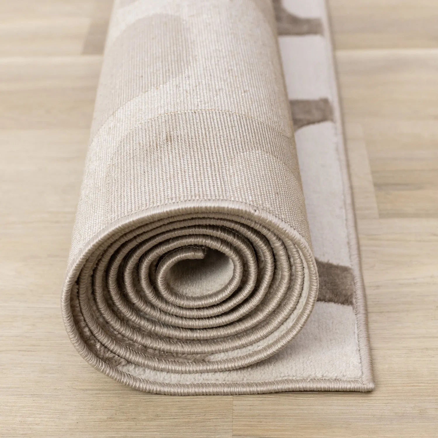 Logan Modern Vintage Area Rug - Brown Cream - 8' X 11'