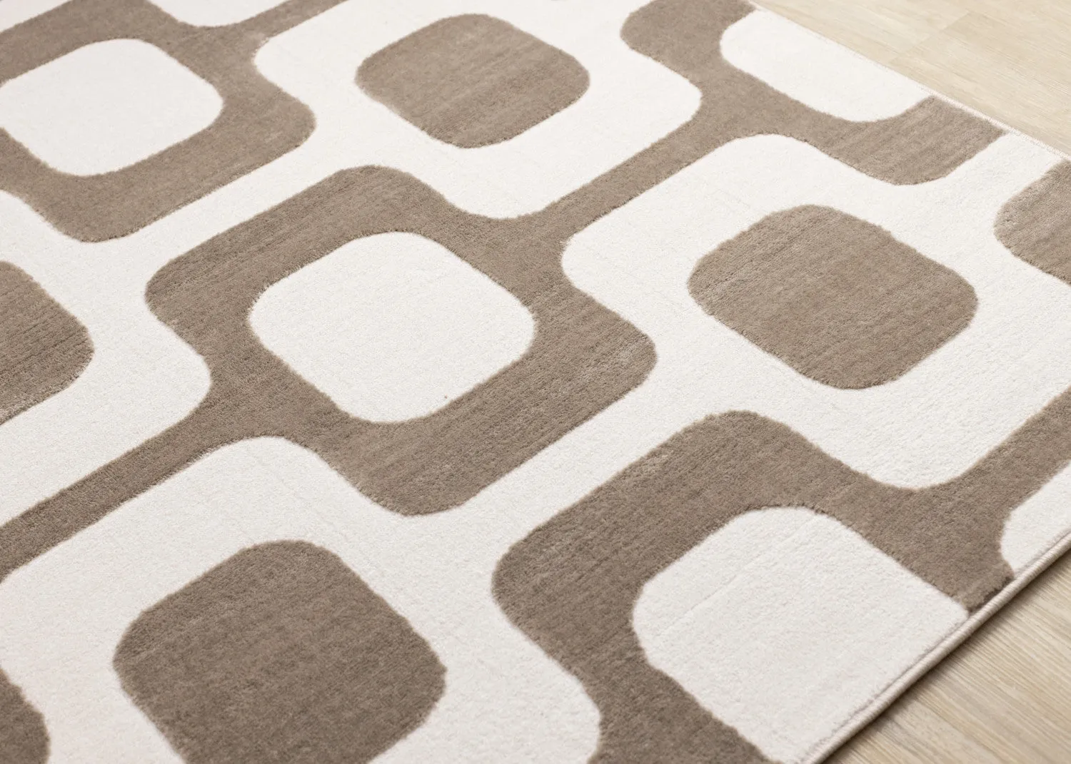 Logan Modern Vintage Area Rug - Brown Cream - 8' X 11'