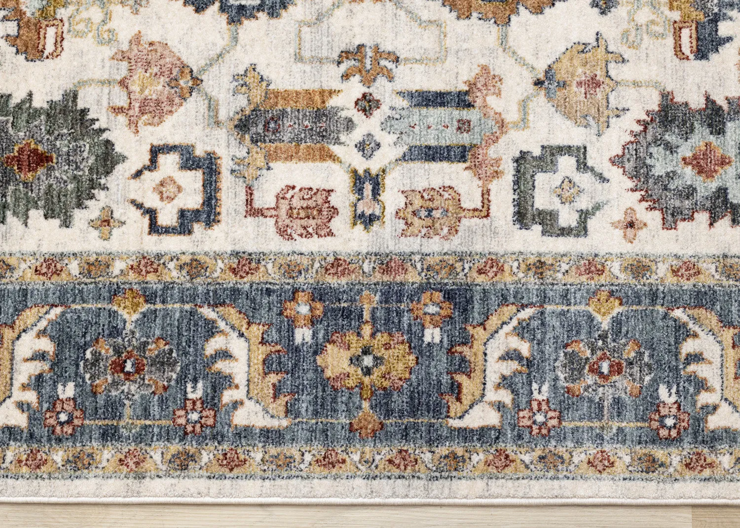 Macie Traditional Border Area Rug - Cream Blue - 5' X 8'