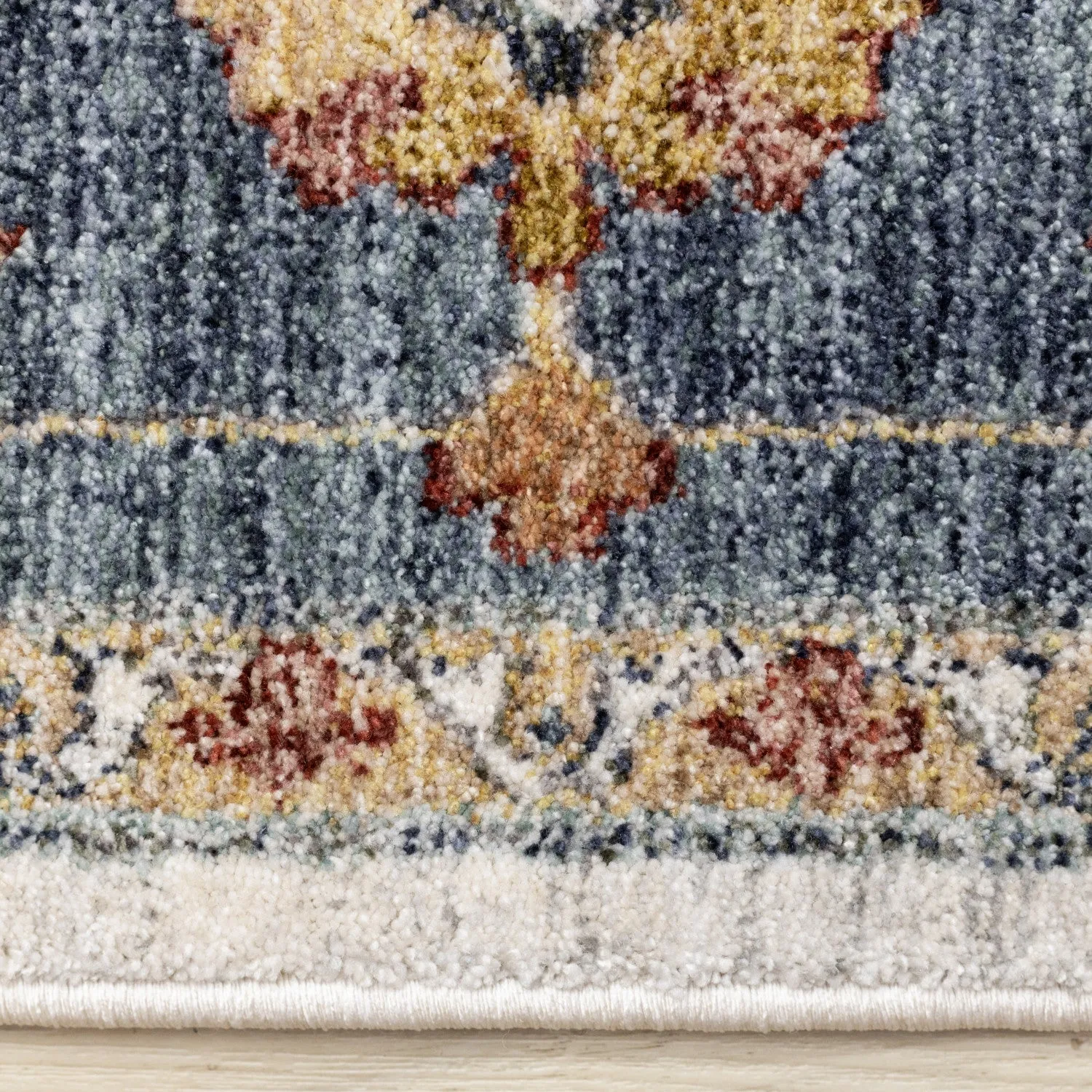 Macie Traditional Border Area Rug - Cream Blue - 5' X 8'