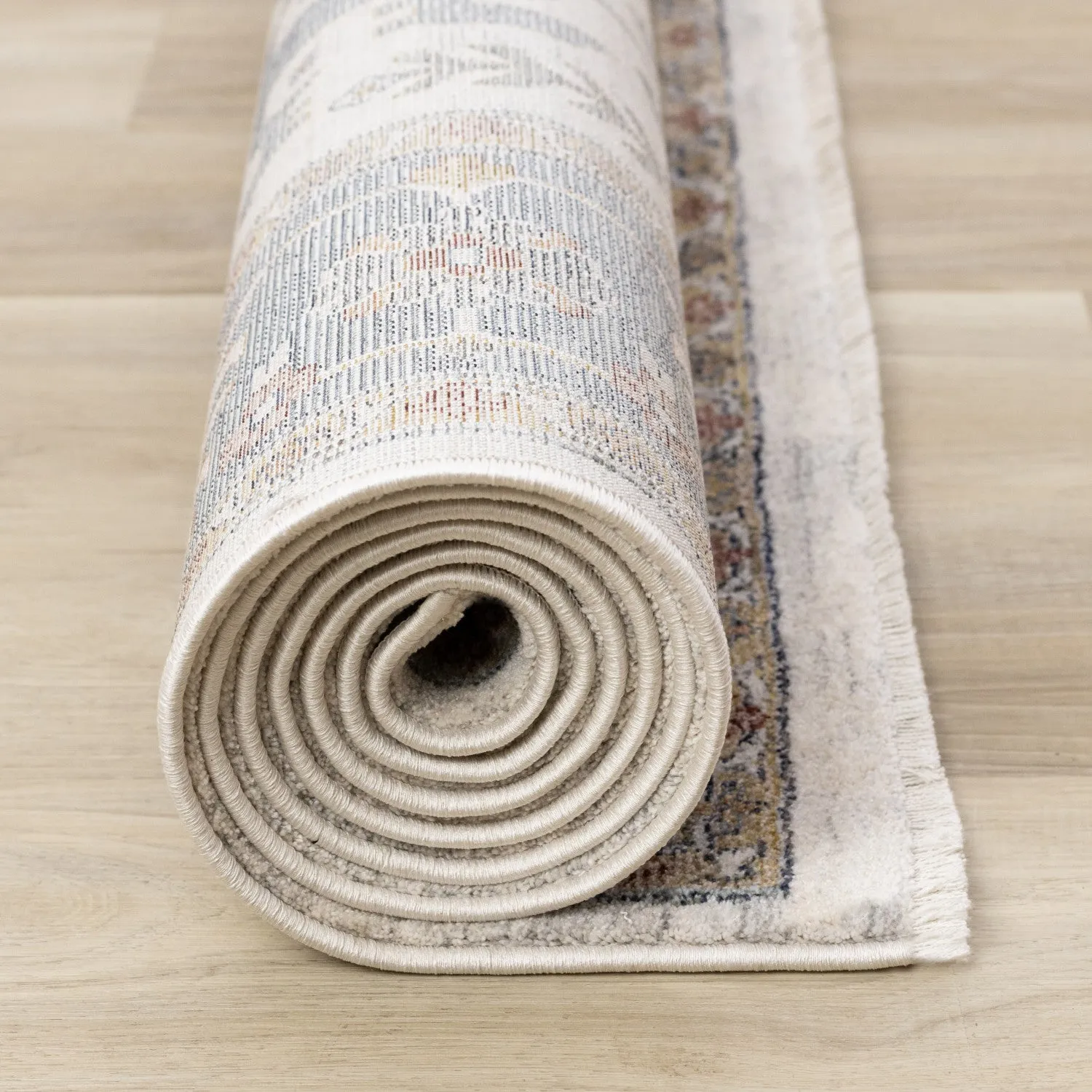 Macie Traditional Border Area Rug - Cream Blue - 5' X 8'