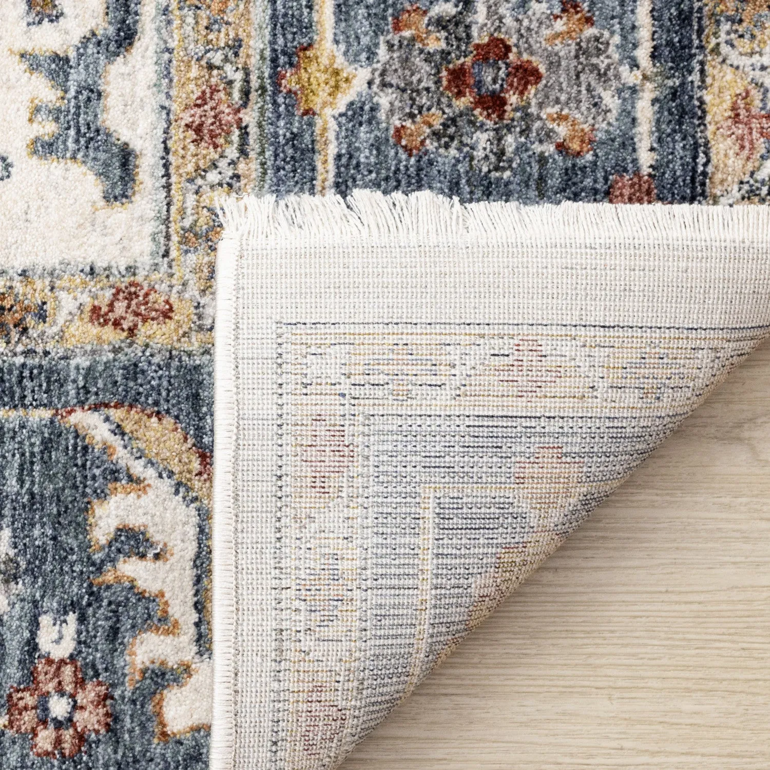 Macie Traditional Border Area Rug - Cream Blue - 5' X 8'